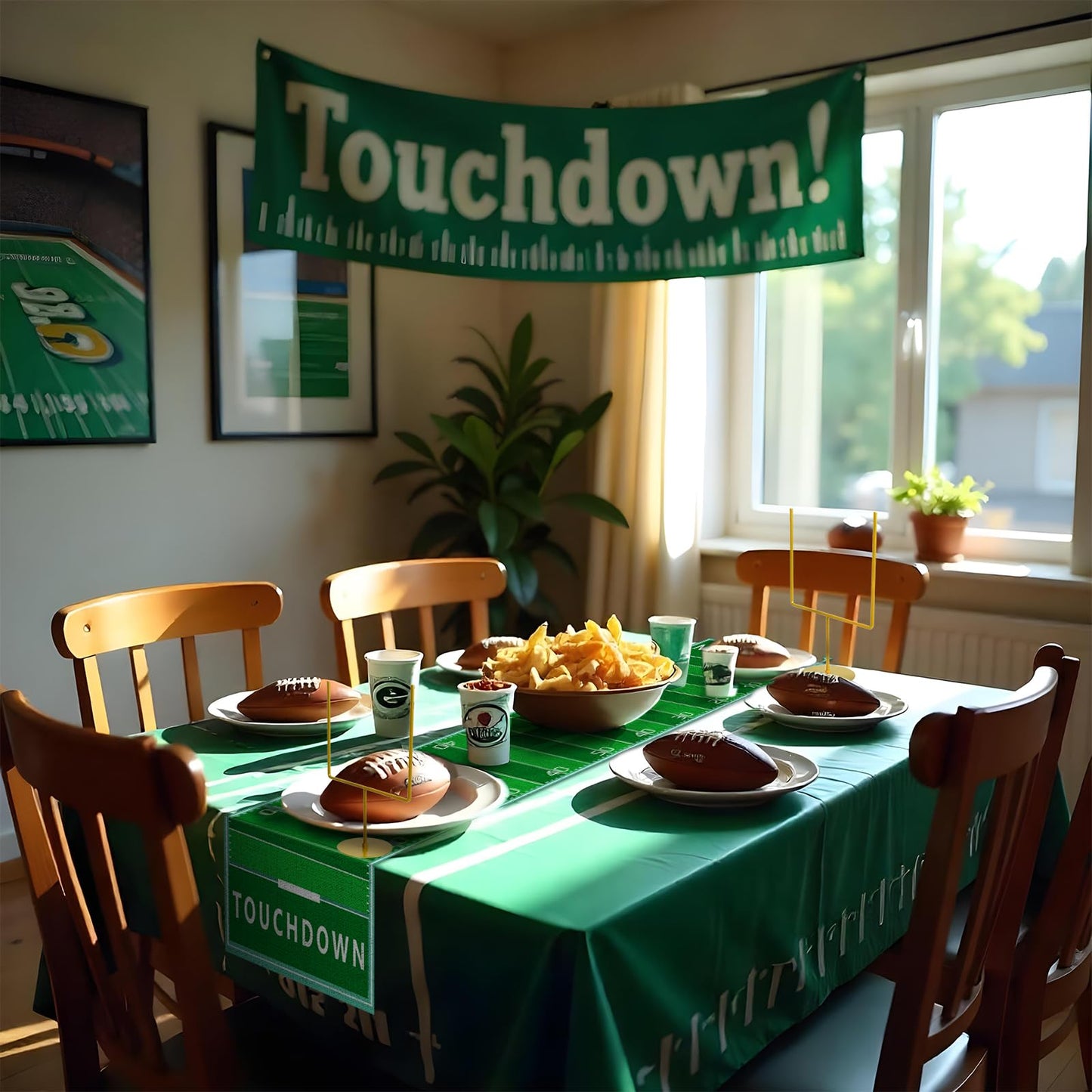 Fjoron 3-Piece Metal Football Goal Post Decoration Set | Table Decor & Football Theme Party Supplies
