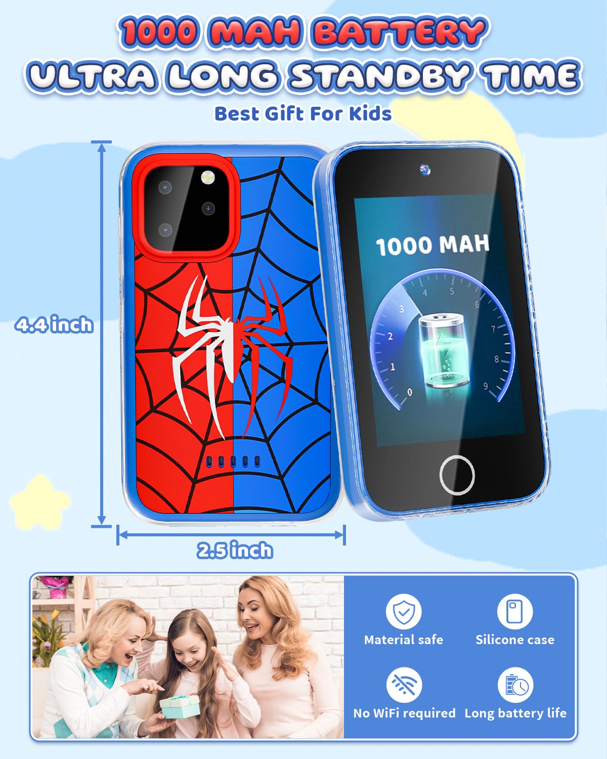 FKATEEN Kids Phone 3.5-inch Touchscreen – Offline Pretend Smartphone with Dual Camera & Habit Tracker (Ages 3-8)