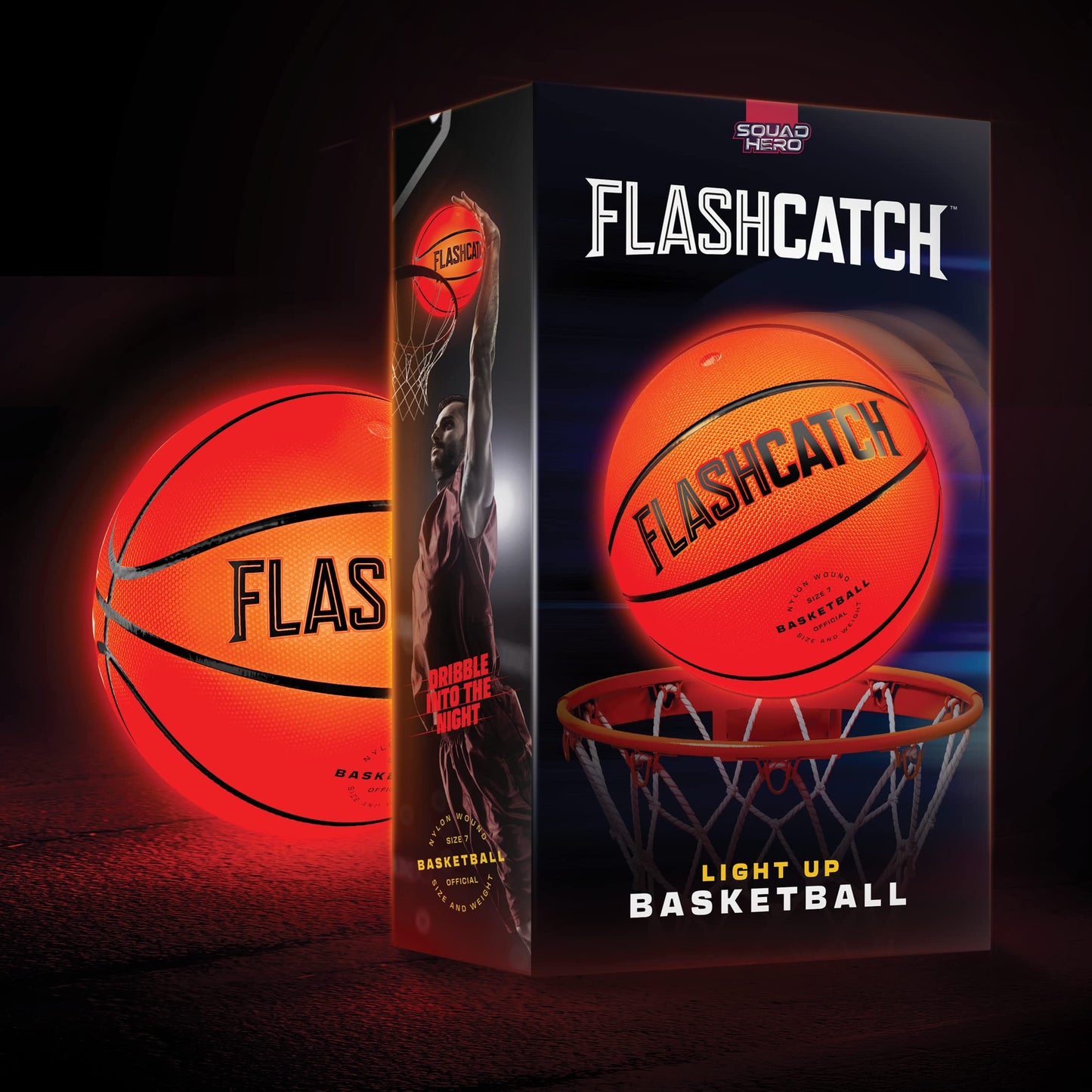 FlashCatch Light Up Basketball – Glow in the Dark, Official Size 7, Pro Grip