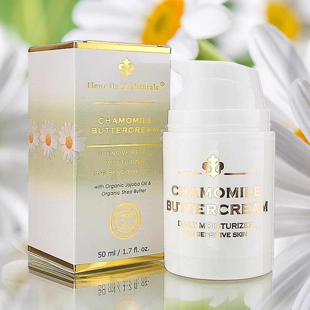 Fleur De Lis Naturals Chamomile Buttercream – Anti-Aging Face Cream for Sensitive Skin | Made in USA | 1.7 oz