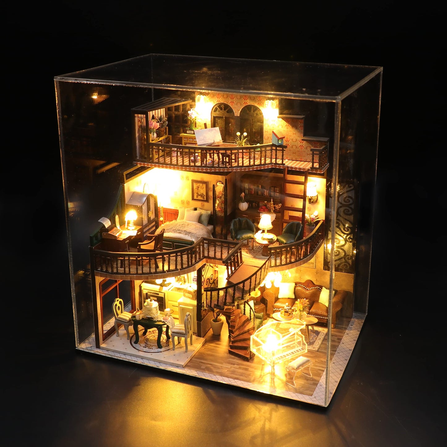Flever DIY Miniature House Kit with LED Light – Tiny Home Craft Kit for Adults & Teens | Dream Building Pavilion