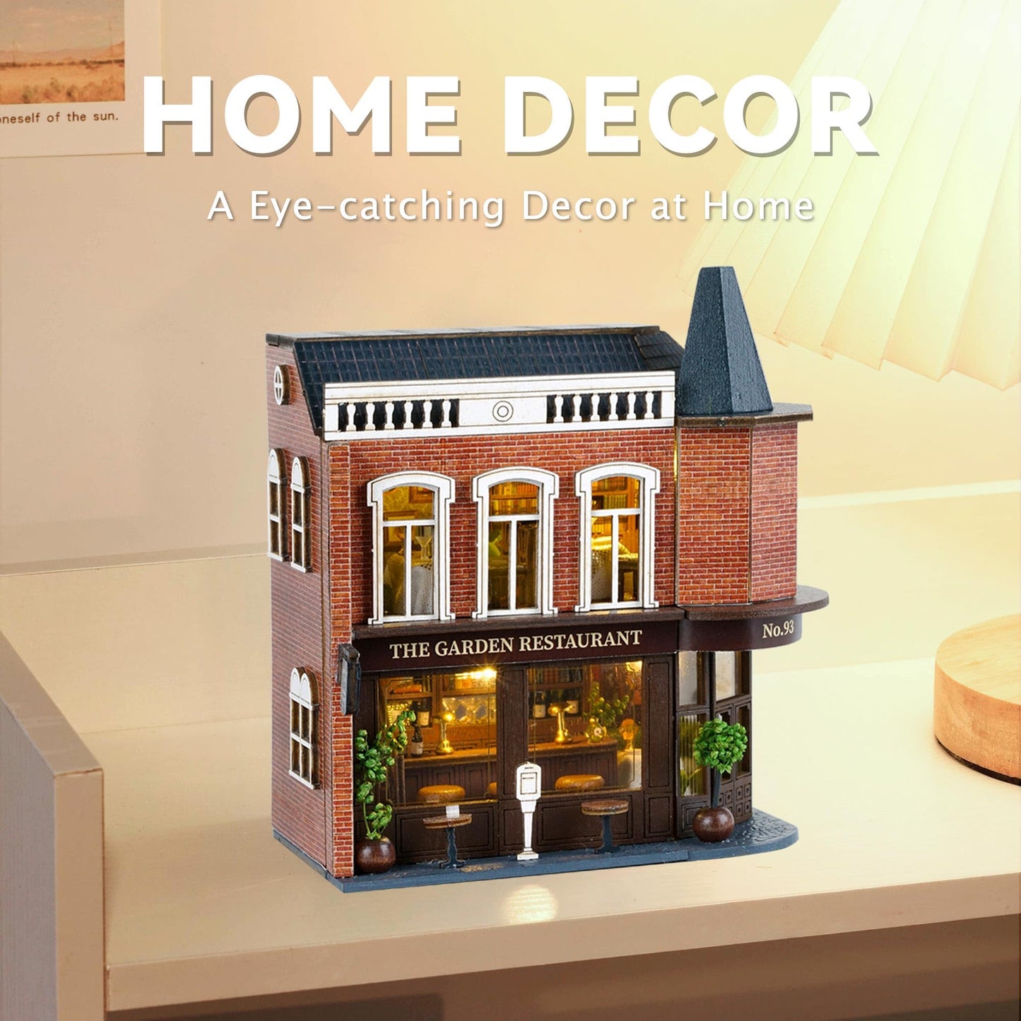 Flever Dollhouse Miniature DIY House Kit – Romantic Corner Restaurant (1:32 Scale)