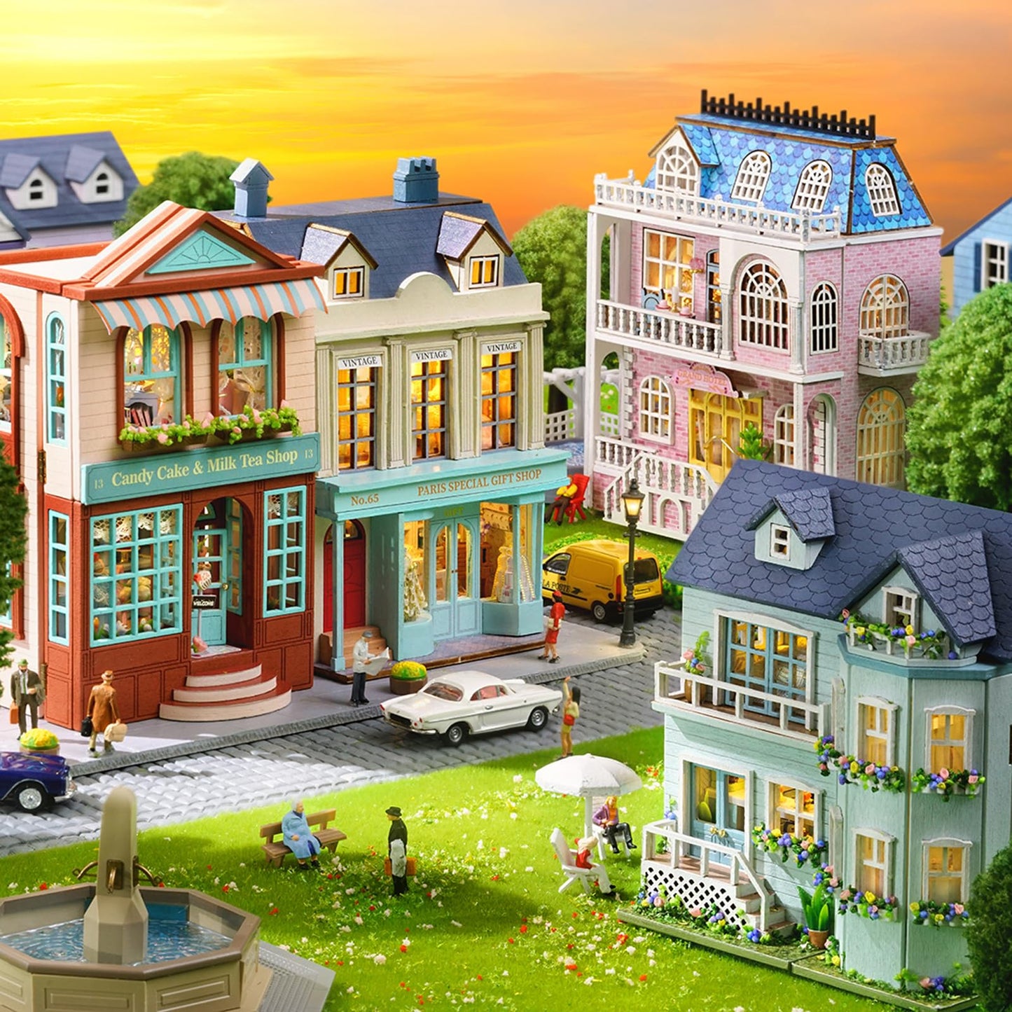 Flever Dollhouse Miniature DIY Kit – Romantic Castle, Valentine's Gift