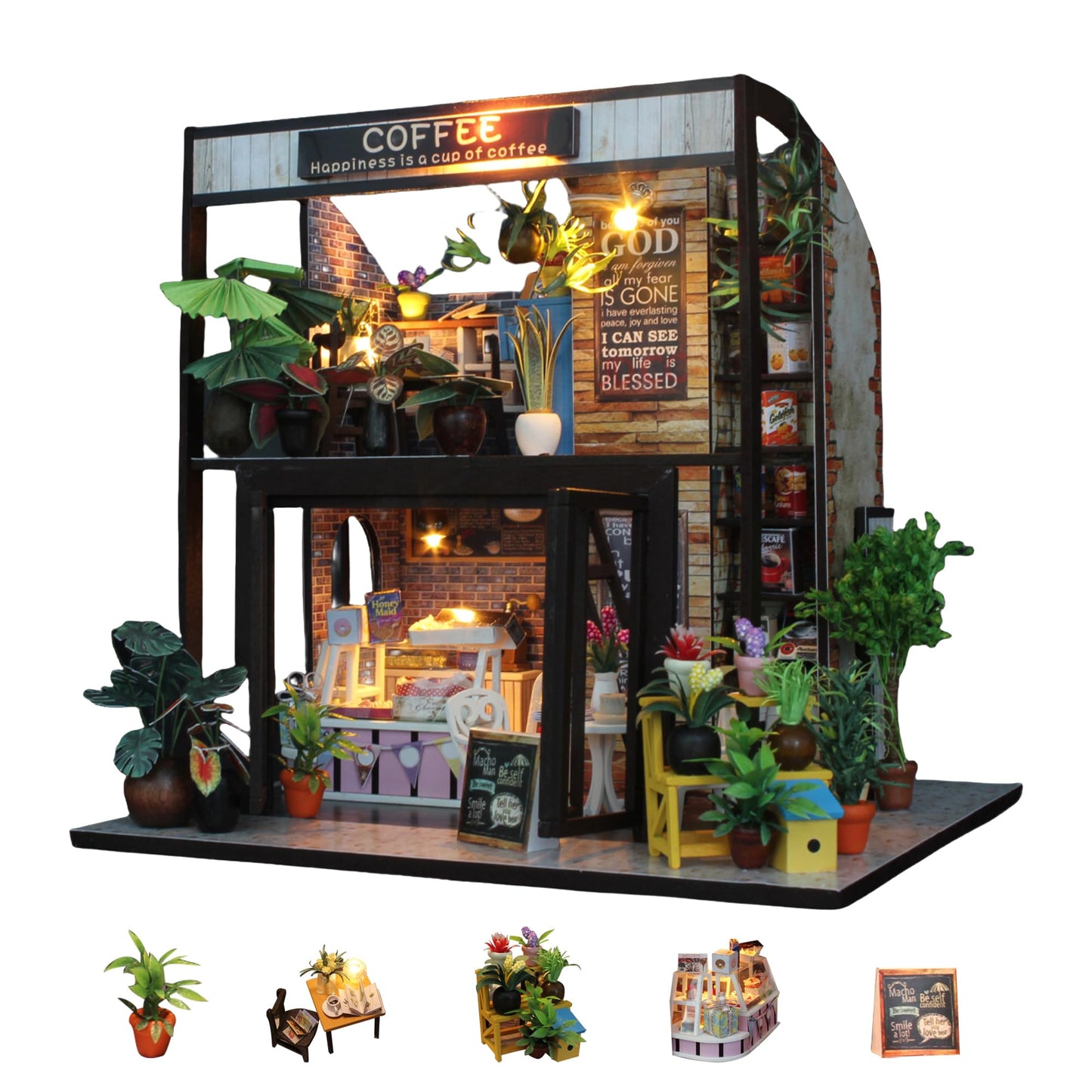 Flever Dollhouse Miniature DIY Kit – Romantic Valentine Gift with Furniture & LED