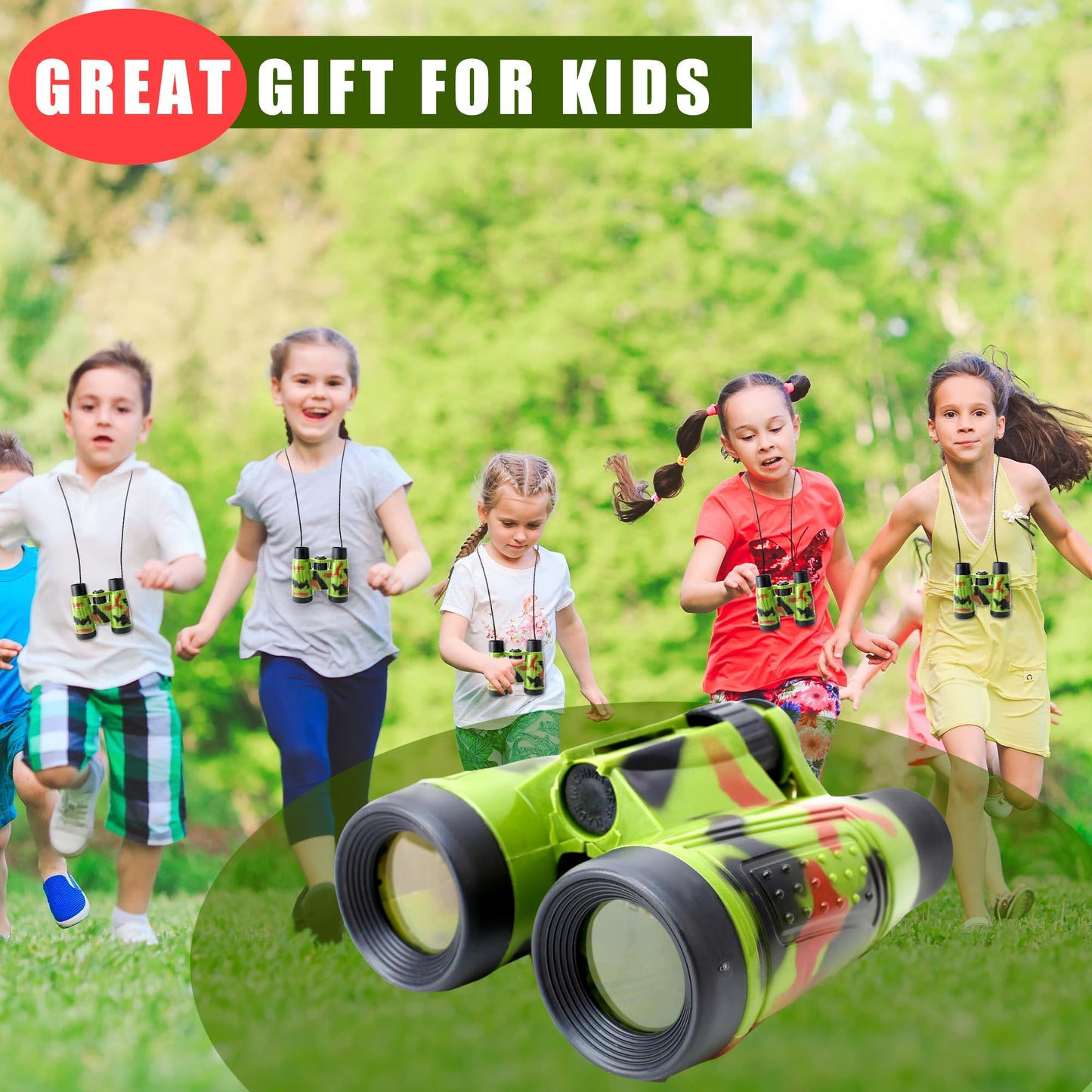 Flotory 20 Pack Safari Binoculars for Kids – Camouflage Toy Binoculars for Explorers