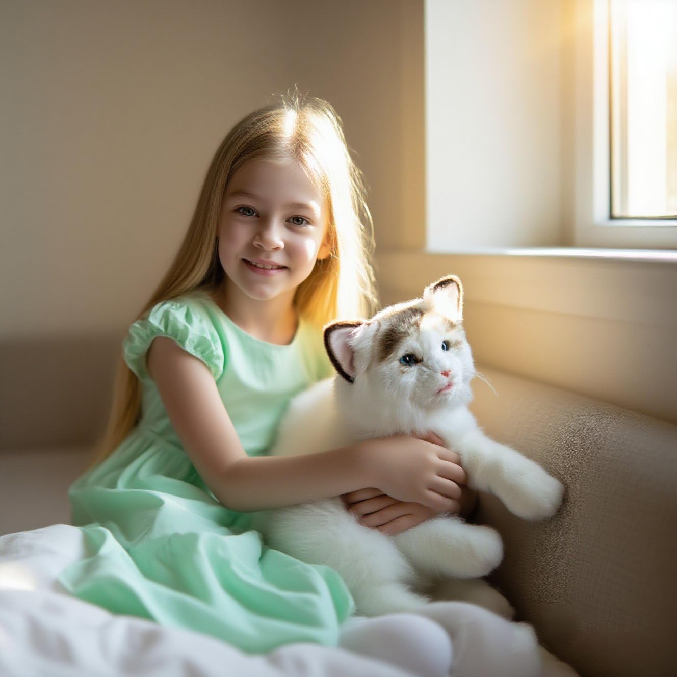 FLUFFYFUN Blinks, Meows & Purrs Realistic Stuffed Cat — 15-Inch Interactive Plush Companion