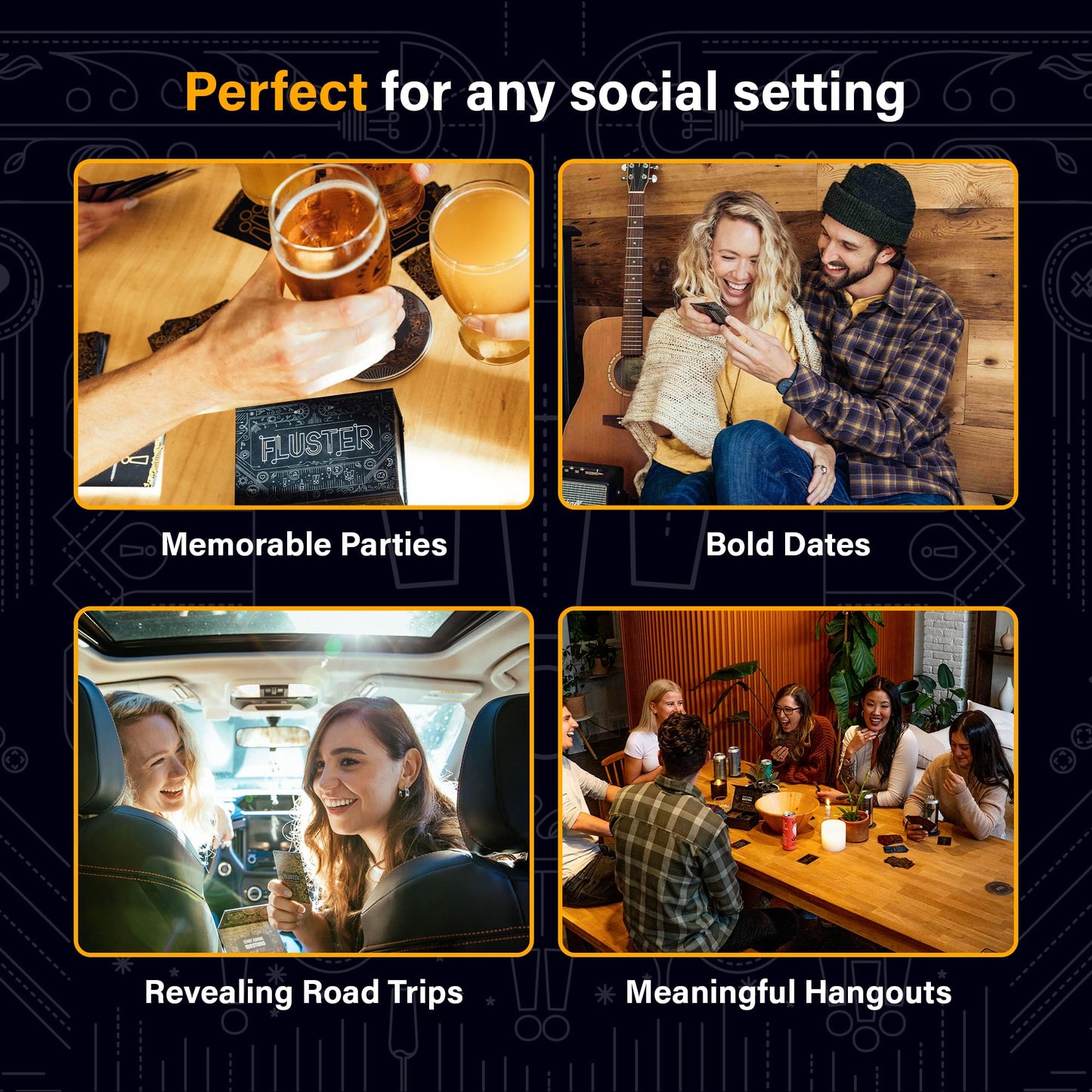 FLUSTER Ice Breakers & Deep Conversation Cards for Adults (126 Cards) | Conversation Starter Card Game