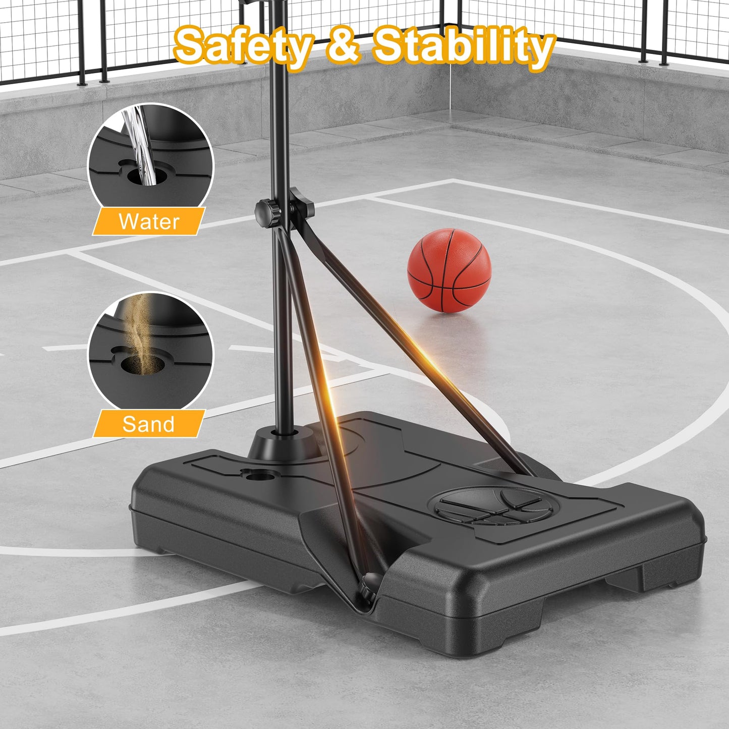 Flybakiz Kids Indoor Basketball Hoop with Scoreboard & Timer — Adjustable Height 2.98 ft to 5.8 ft