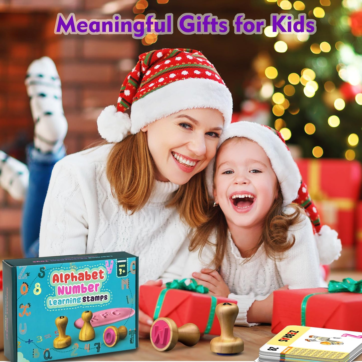 flycoost Wooden Alphabet & Number Stamps for Kids – Montessori Learning Toy