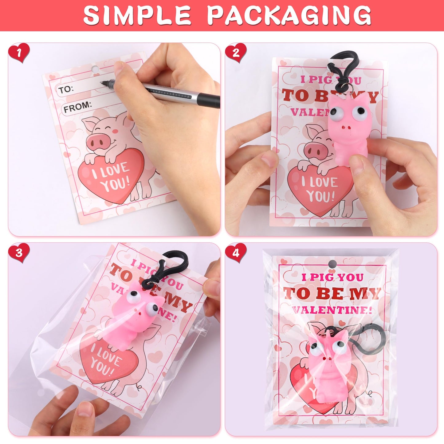 FLYSNK 28-Pack Valentines Cards for Kids | Classroom Gift Set with Animal Keychains