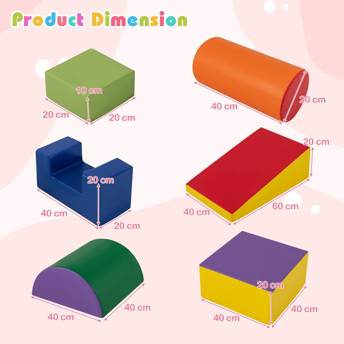 Foam Climbing Blocks with PU Cover for 1-3 Toddlers-Blue