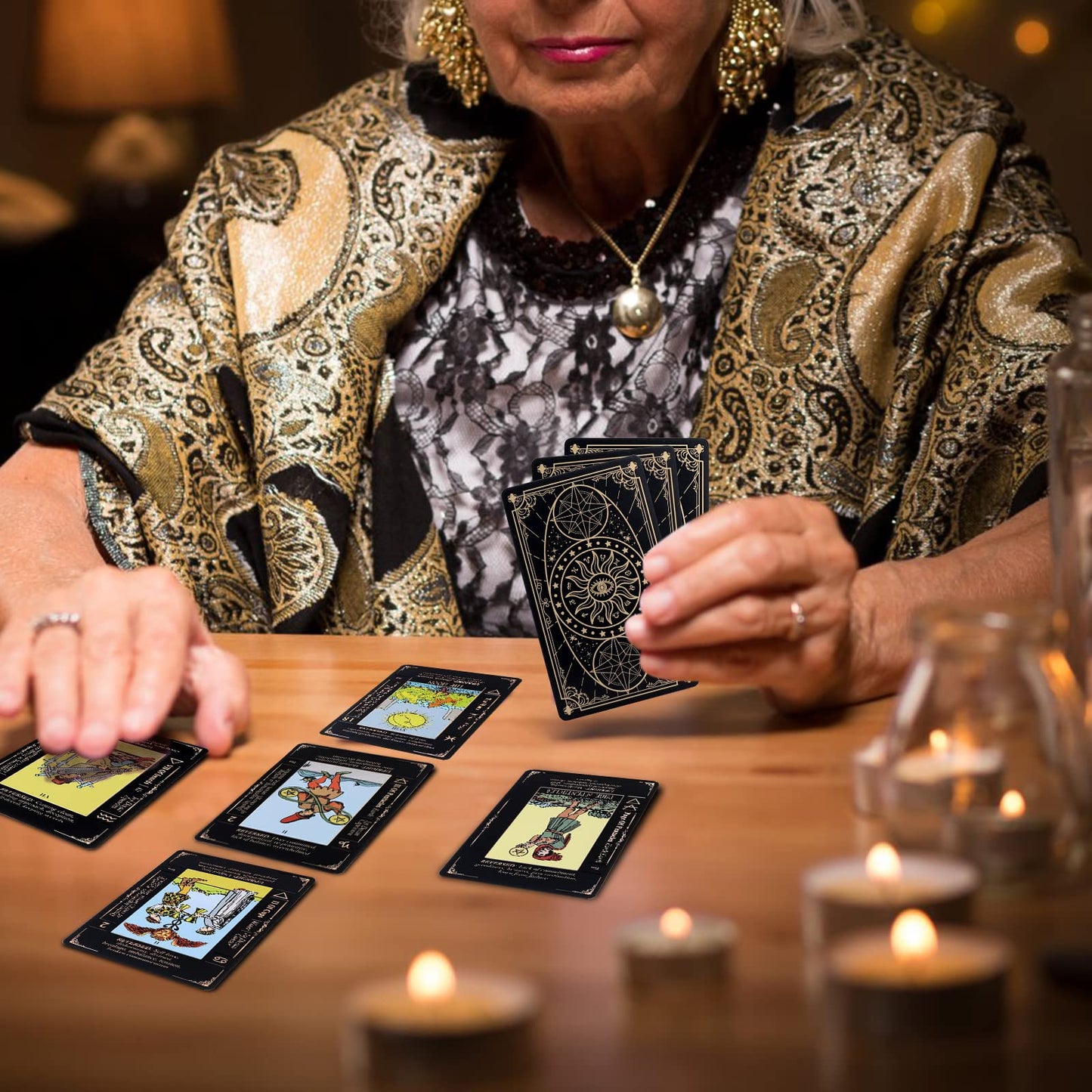 Fofeadm Tarot Cards with Guide Book & Velvet Carry Bag — 78-Card Deck for Beginners to Experts