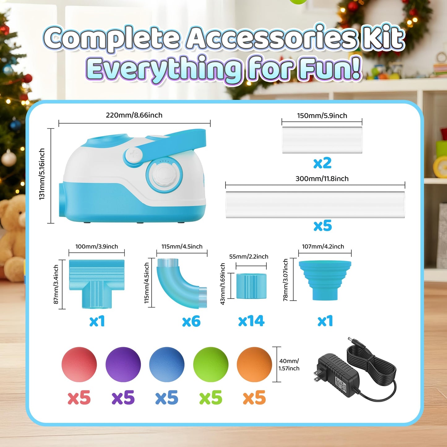 FOHEB Air-Powered STEM Building Toys – Bluetooth Music, Rechargeable, Play While Charging (3+)