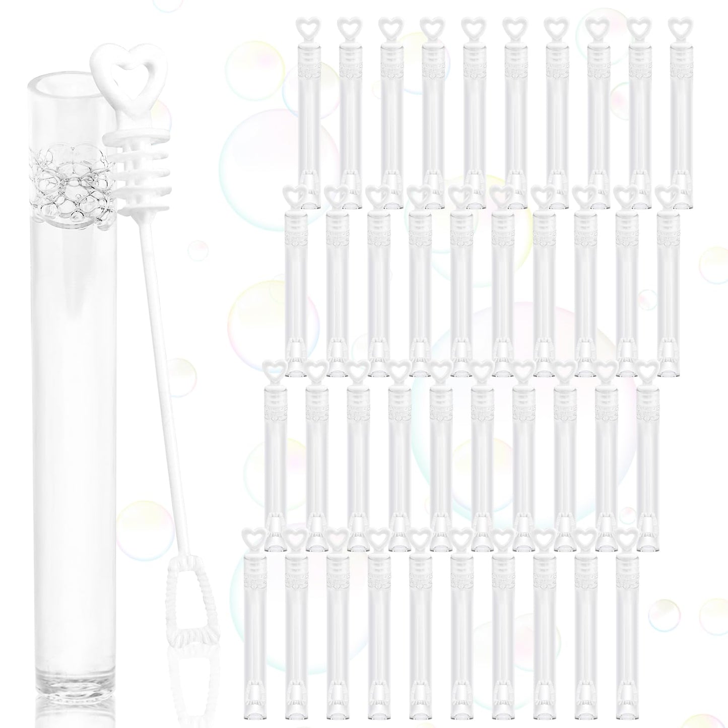 FOIMAS 40pcs Mini Heart Wedding Bubble Wands – White Heart Bubble Wands for Wedding Favors & Party Decor
