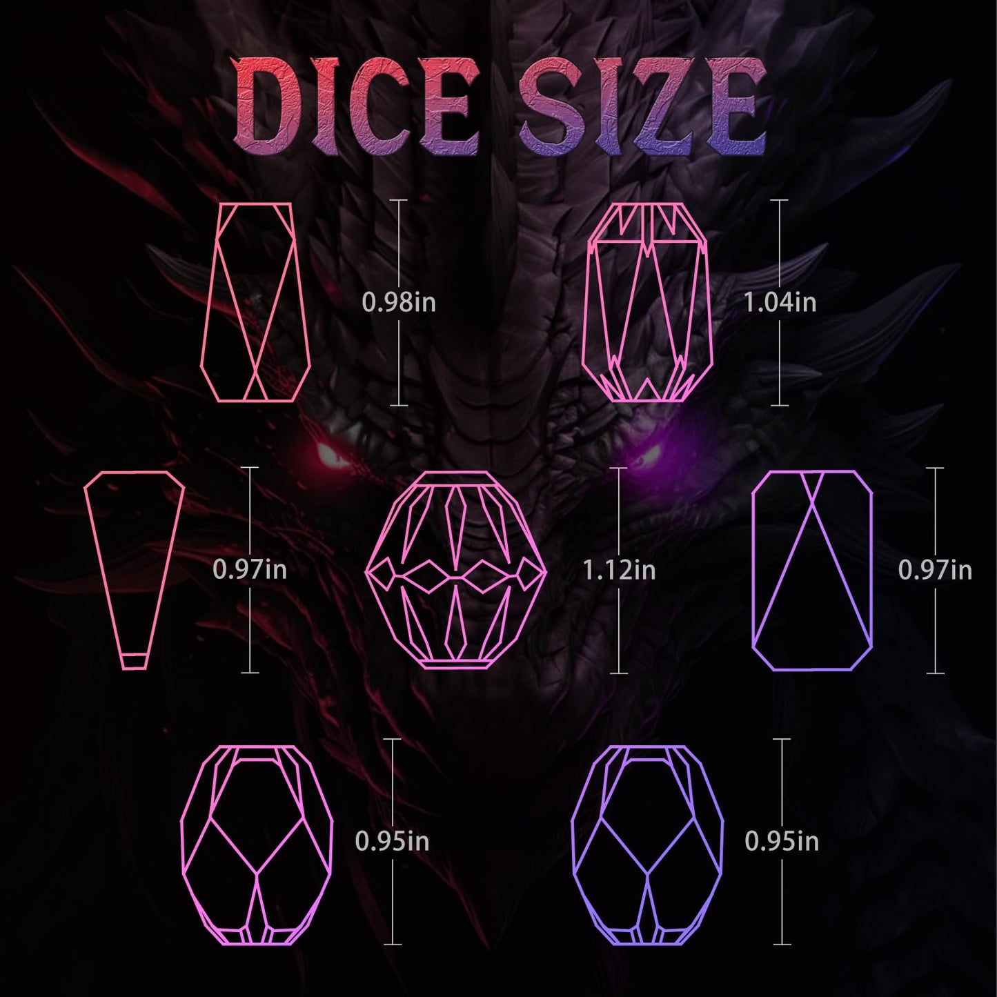 FONVGOGO Metal Dice Set – D&D Polyhedral Dice with Case (Black Red)