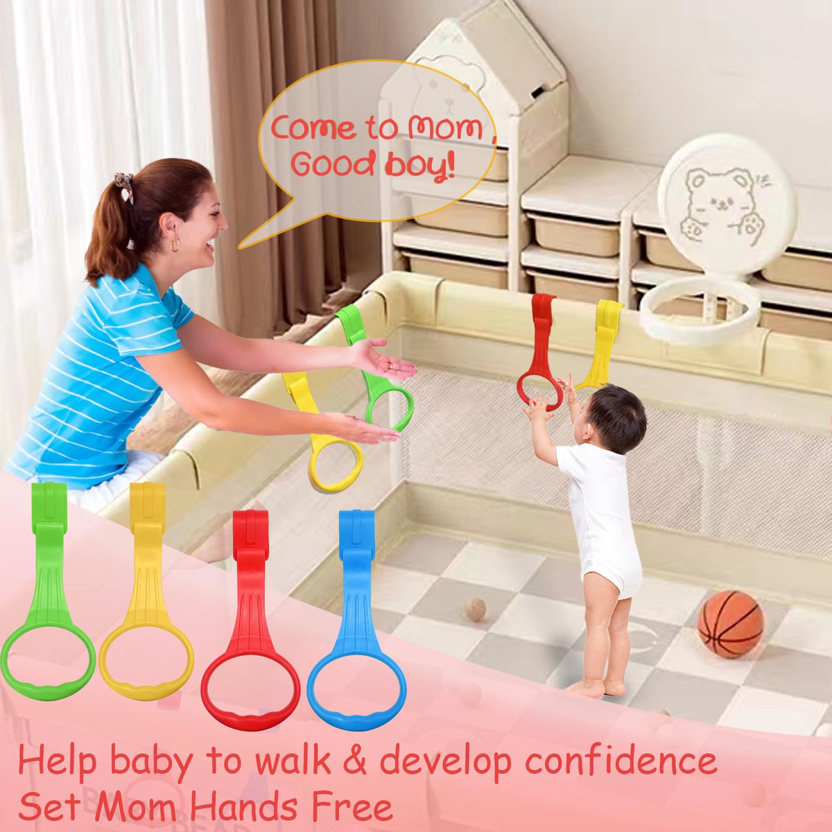 FOORAINDA Baby Pull Up Ring 8 Pack – Stand & Walk Helper for Playpen & Crib