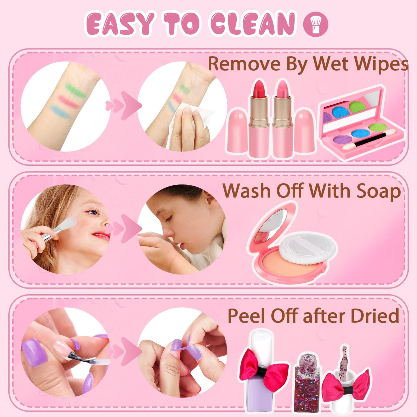 For Ideahome Kids Washable Makeup Kit – Real Makeup Set for Girls 4–10