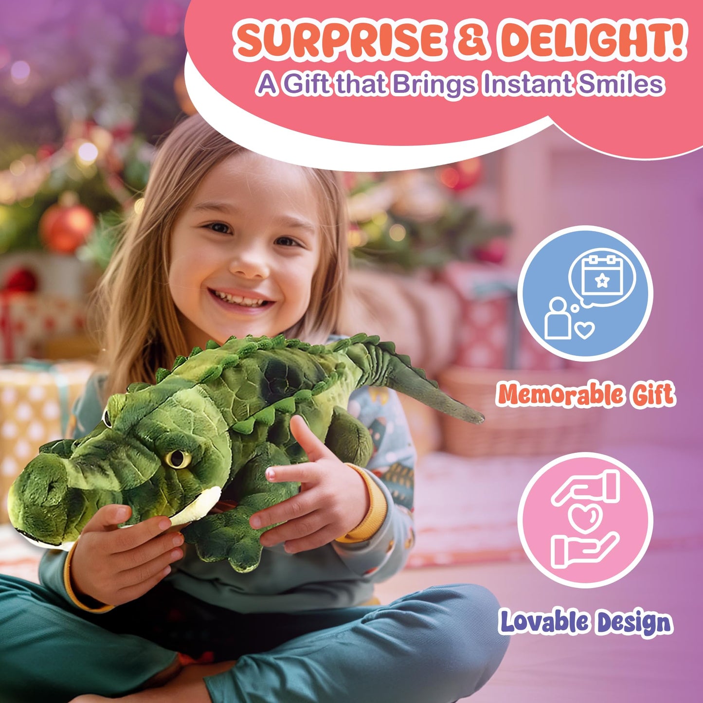 Forest & Twelfth 17.75-Inch Crocodile Plush – Premium Stuffed Animal Gift for Kids 3+