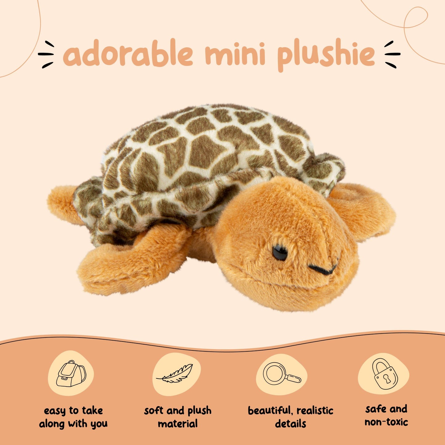 Forest & Twelfth Stuffed Tortoise – Mini Plush Toy for Kids & Party Favors