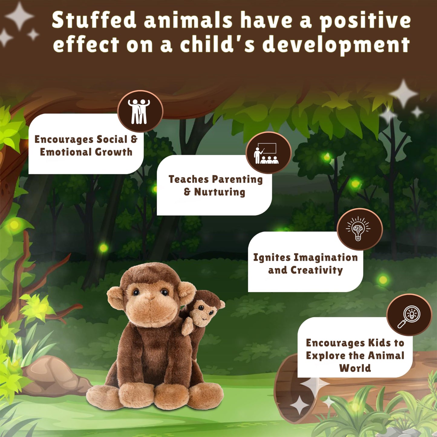 Forest & Twelfth Mom & Baby Monkey Plush Toys – Soft, Huggable Nursery Decor