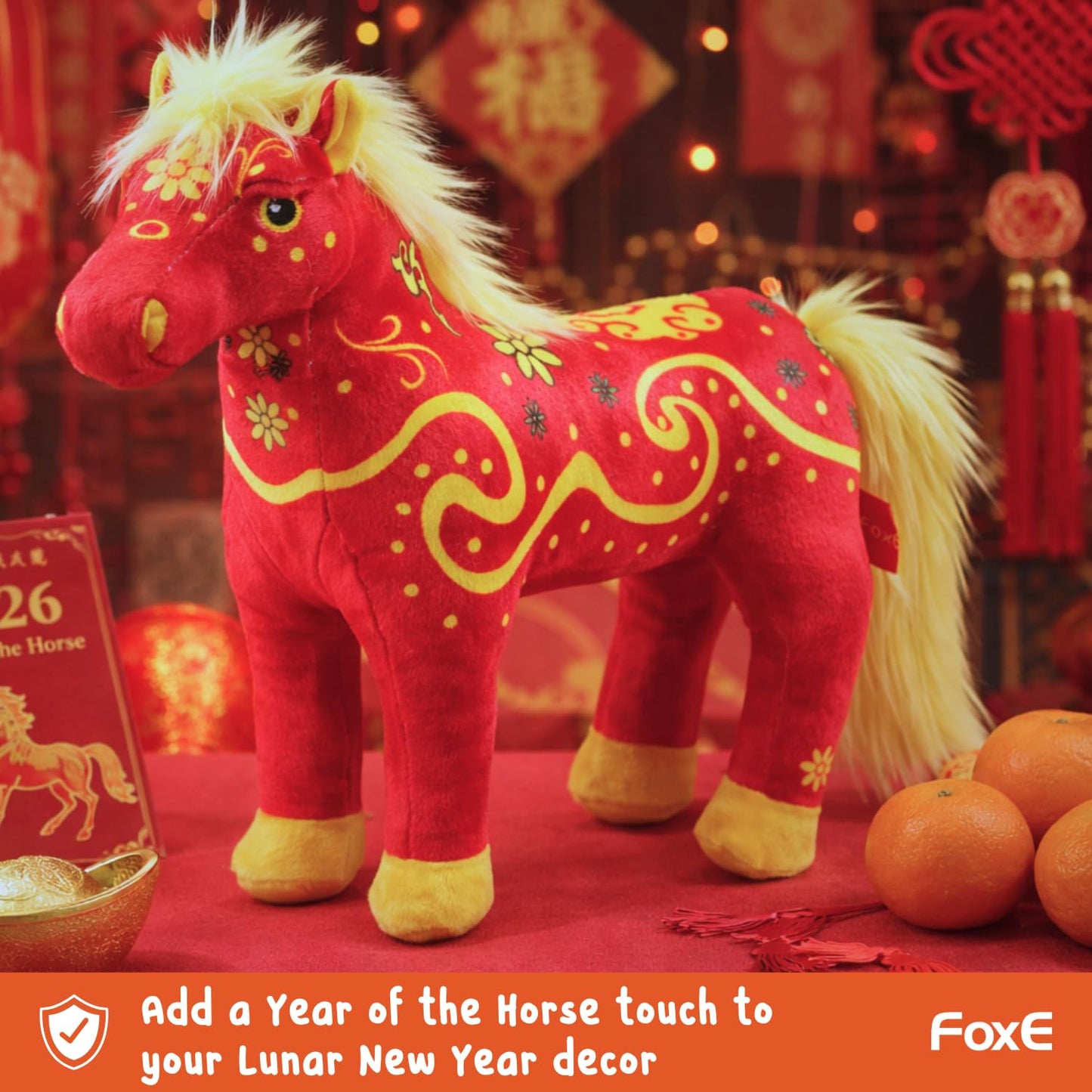 FoxE Year of the Horse Plush 2026 with Lucky Money Envelope | CNY Zodiac Gift