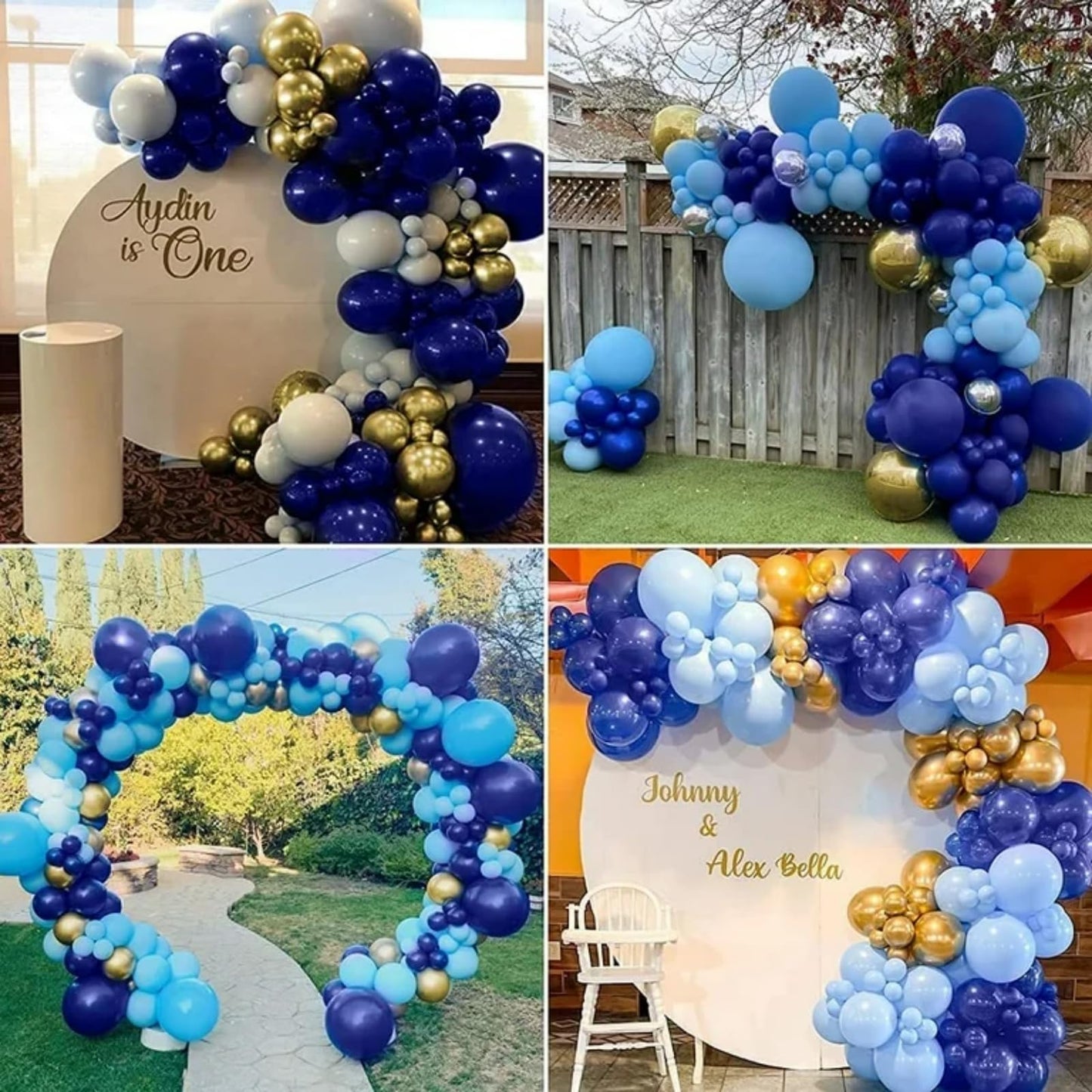 FQZYLCH Blue Balloons Garland Arch Kit — 130pcs Navy & Light Blue Party Decor