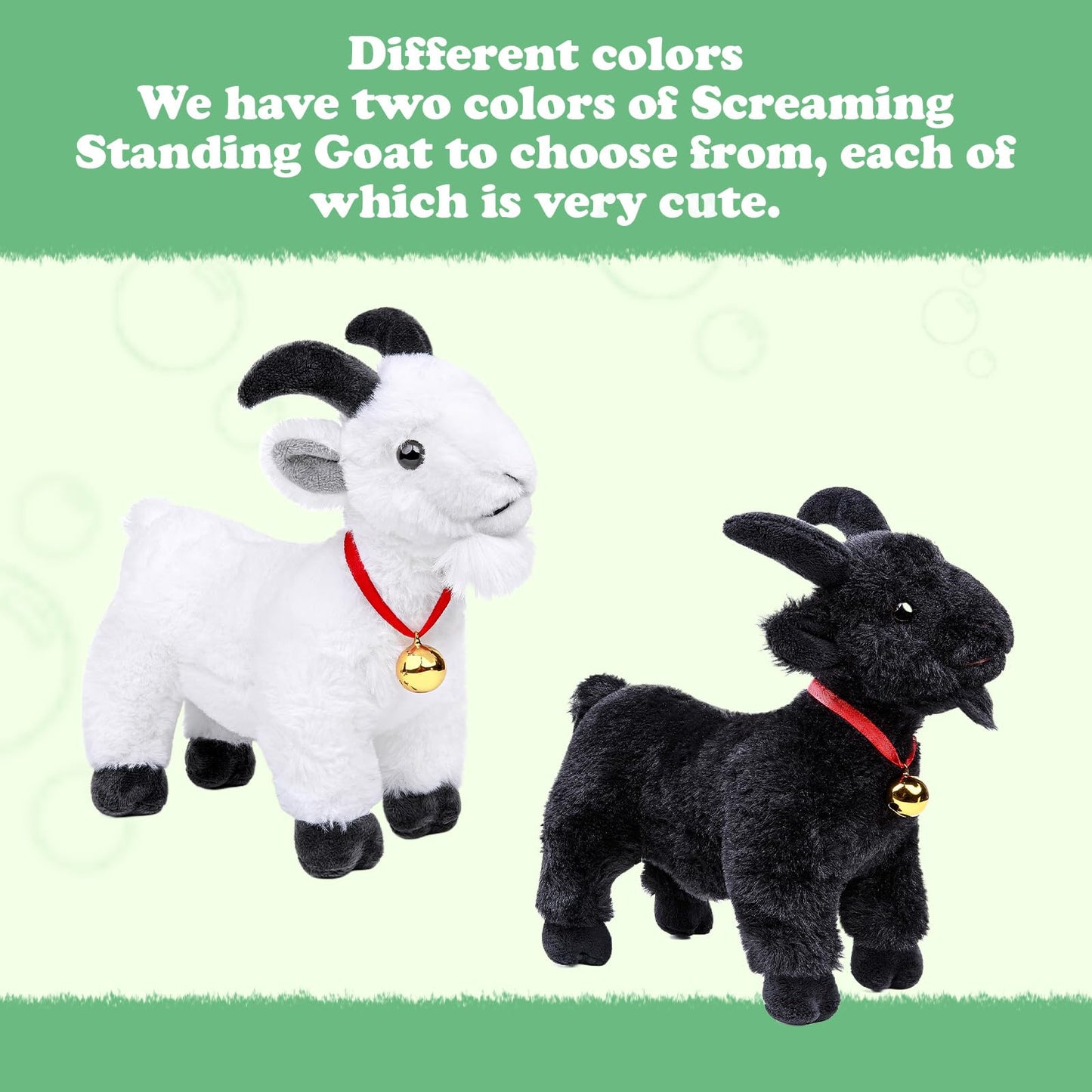 Frankiezhou Home Screaming Standing Black Goat Plush Toy – 10in with Bell