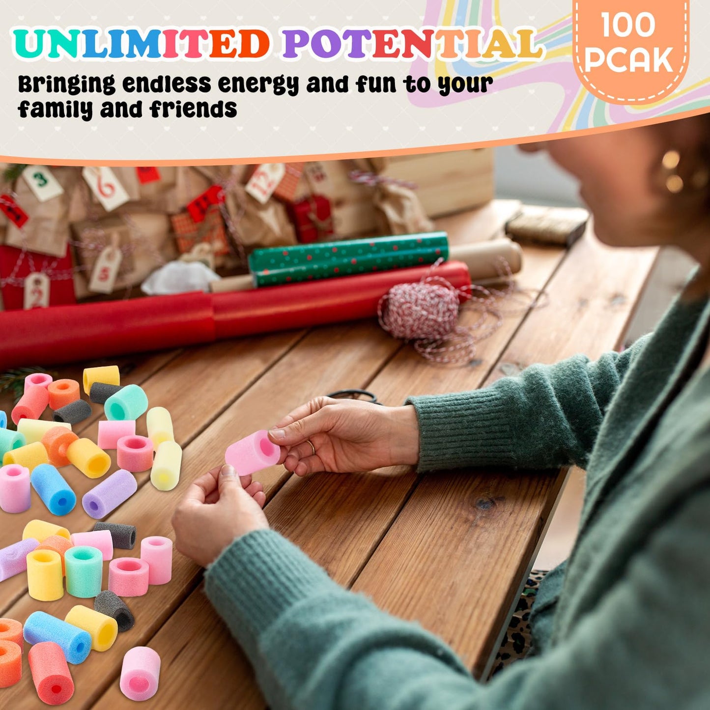 Frienda 50 Pcs Pool Noodles Bits – Multicolor Small-Size Foam Noodles for Play & DIY Crafts