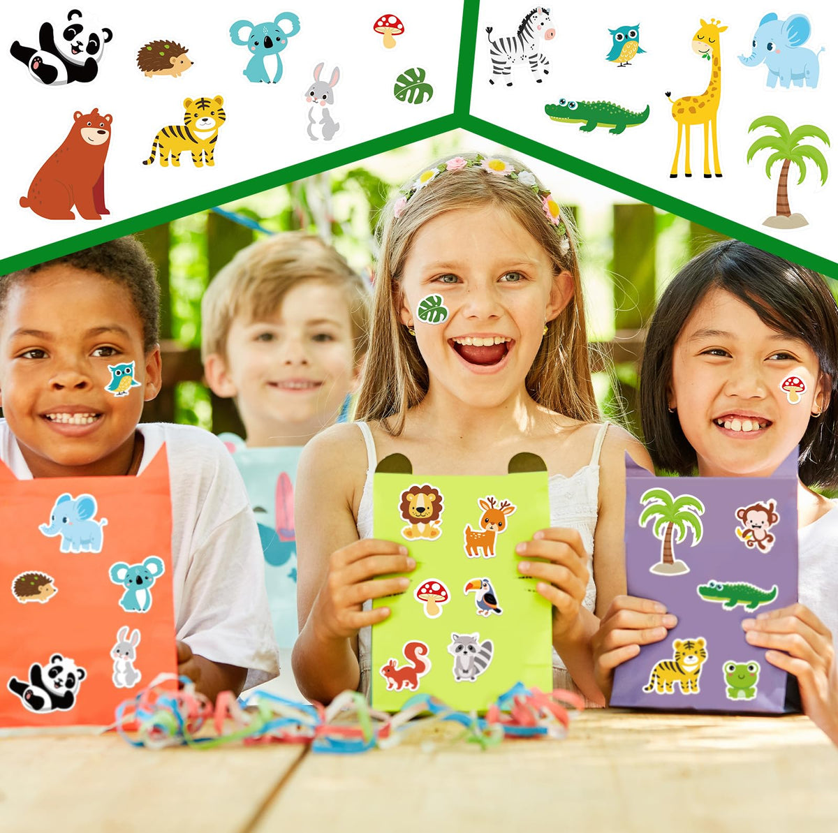 Frienda 500 Pcs Cute Jungle Animals Stickers for Kids – 25 Sheets, 20 Designs, Classroom & Party Decor