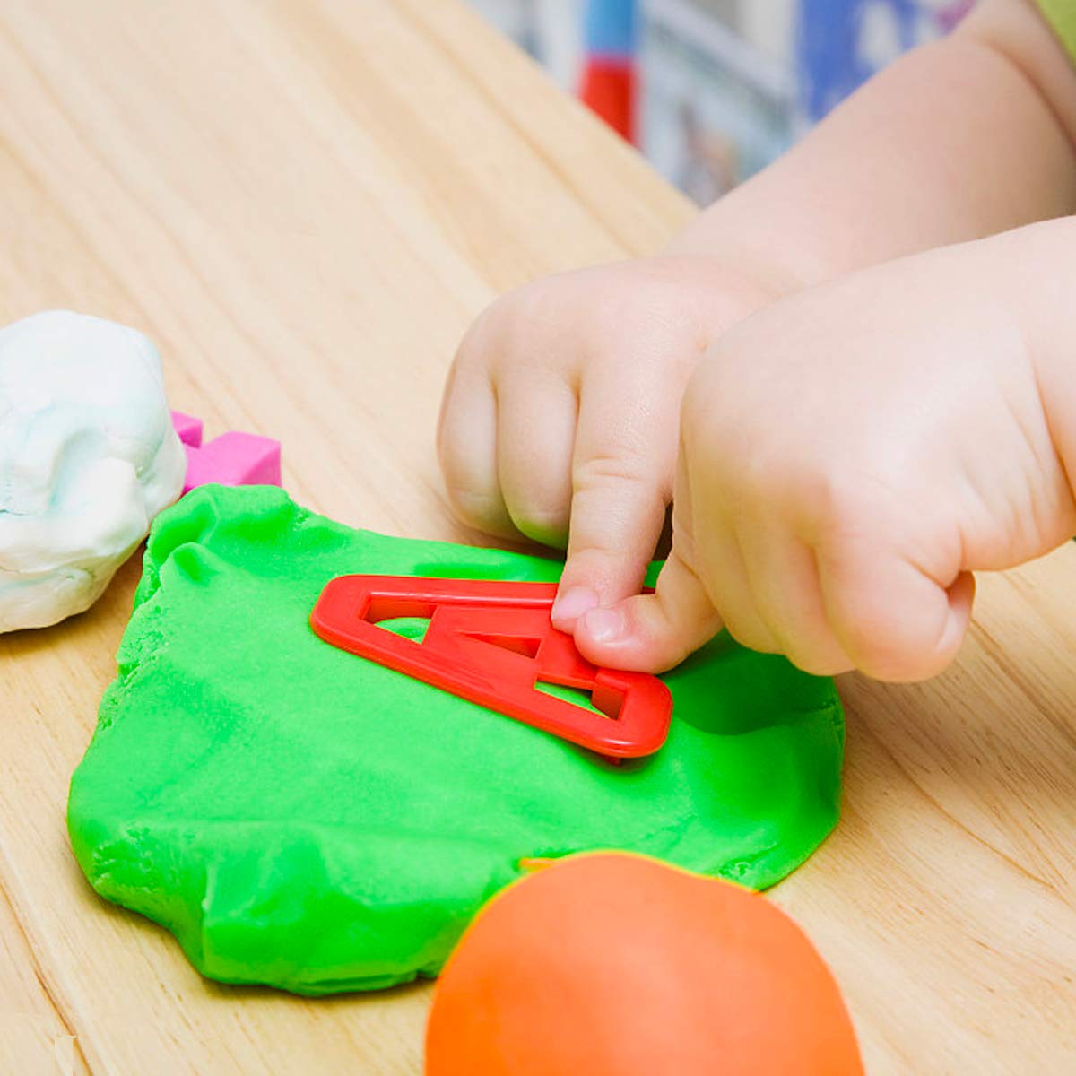 FRIMOONY 61-Piece Plastic Dough Tools for Kids – Letters, Roller, Cookie Cutters & Stamps in Bright Colors