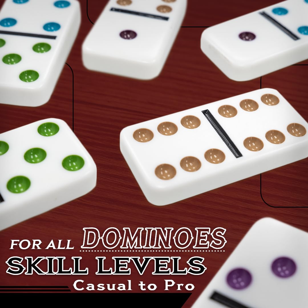 Front Porch Classics Mexican Train Dominoes in Wooden Collector Box | 2–8 Players, Ages 8+