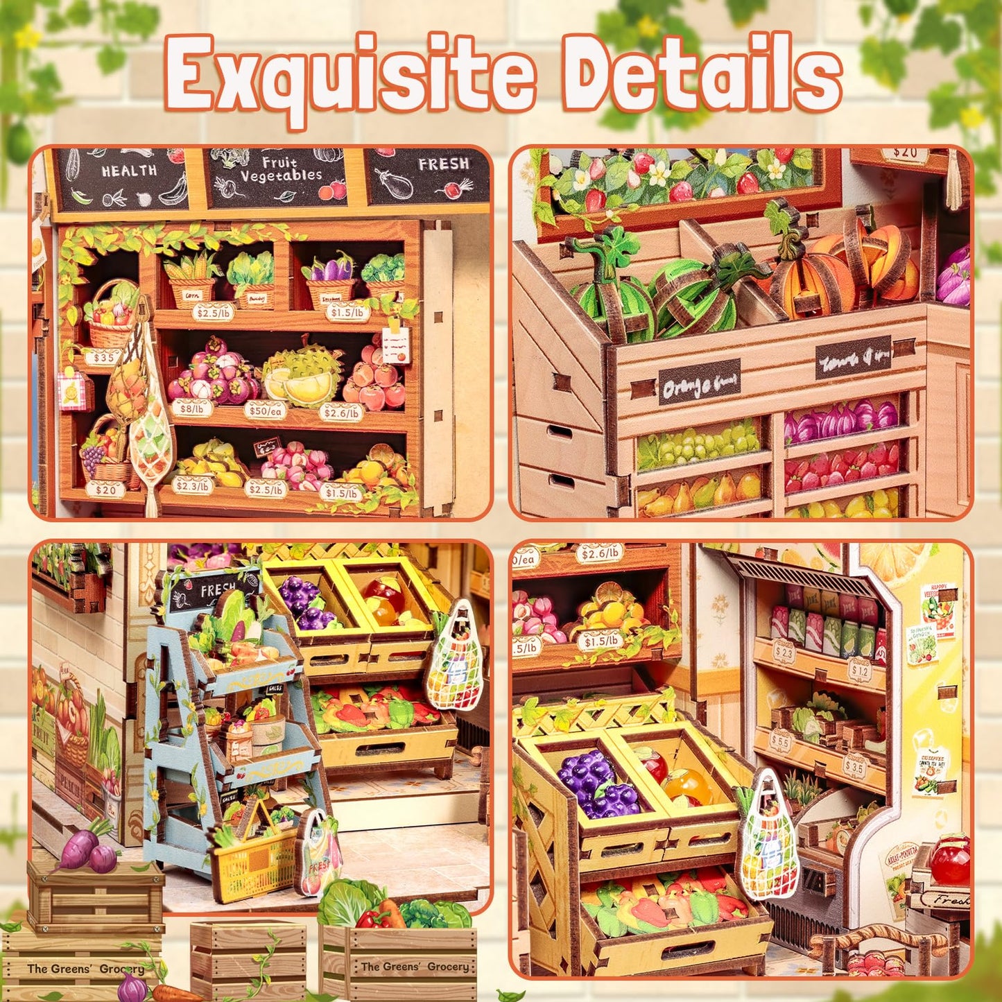 Fsolis Book Nook Kit – DIY Miniature House for Adults (The Greens Grocery)