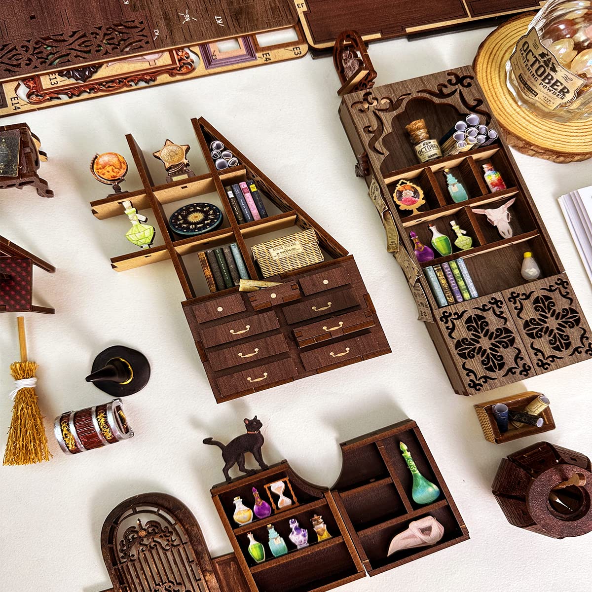 Fsolis Book Nook Kit – DIY 3D Wooden Miniature House, Magic Pharmacist Edition