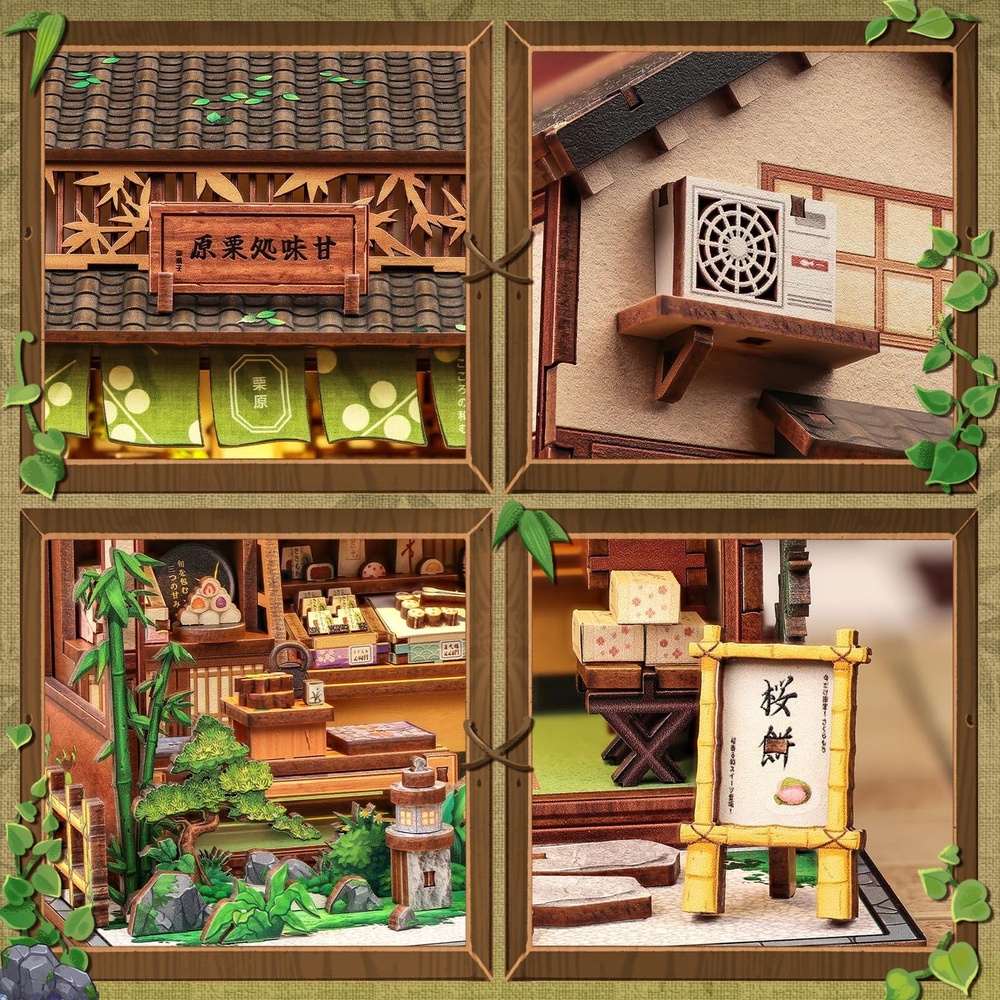 Fsolis Book Nook Kit – DIY Miniature House for Adults | Japanese Sweets Shop Diorama
