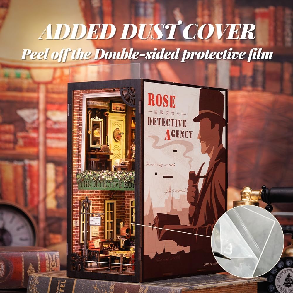 Fsolis Book Nook Kit: Rose Detective Agency 3D Wooden Puzzle for Adults