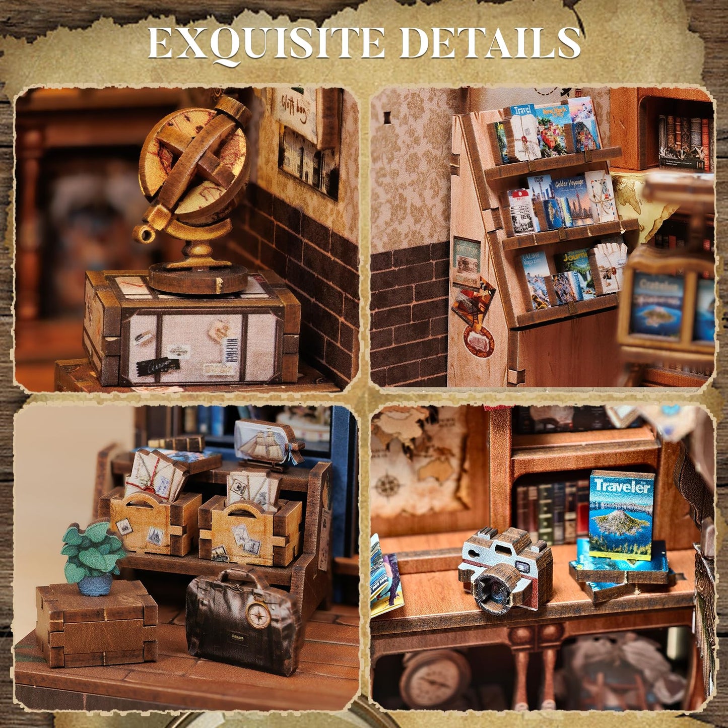 Fsolis Journey Trace Bookshop Kit – DIY Miniature Book Nook for Adults & Beginners