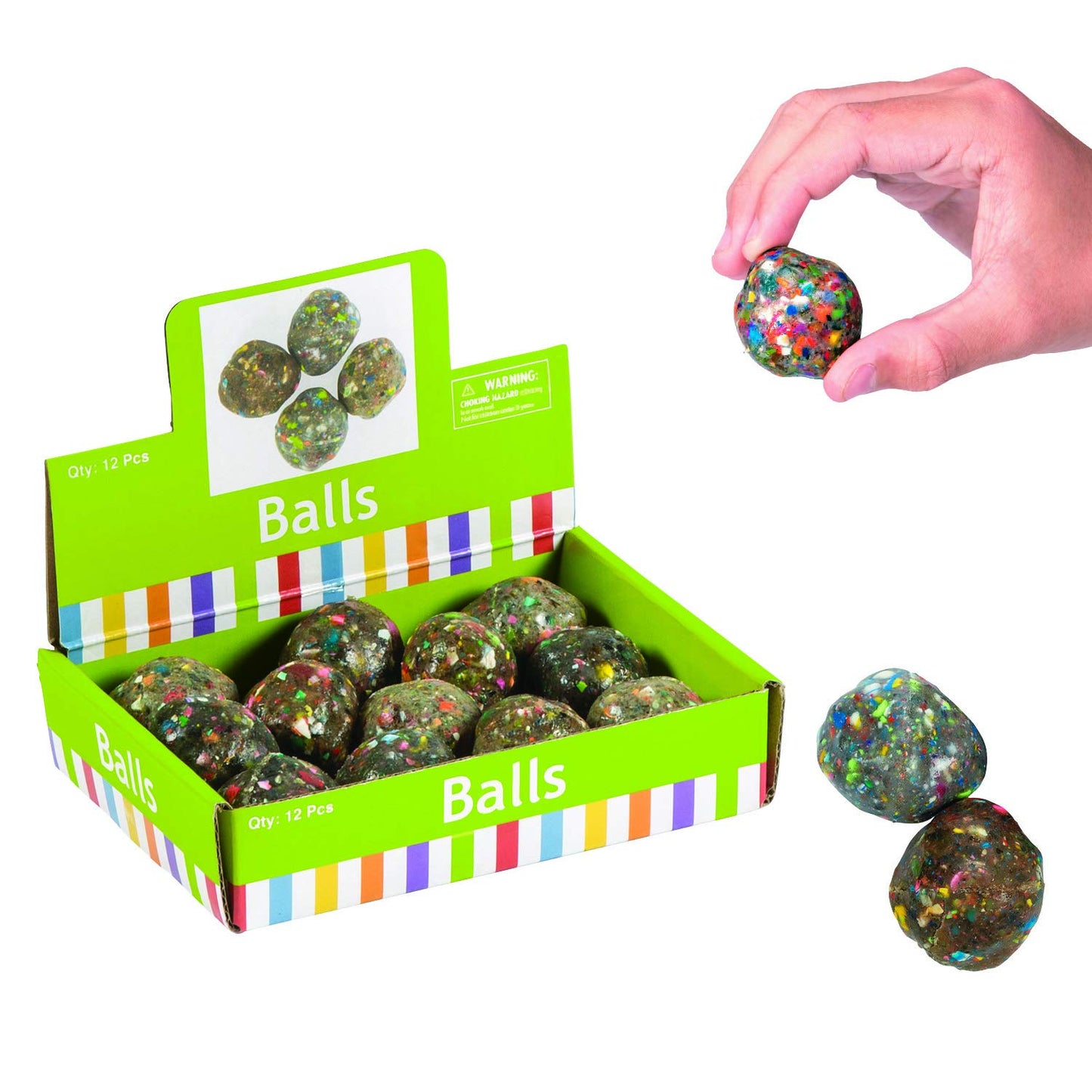 Fun Express Rubber Rock Bouncing Balls - 12 Pieces, 1.5 Inch (38 mm)