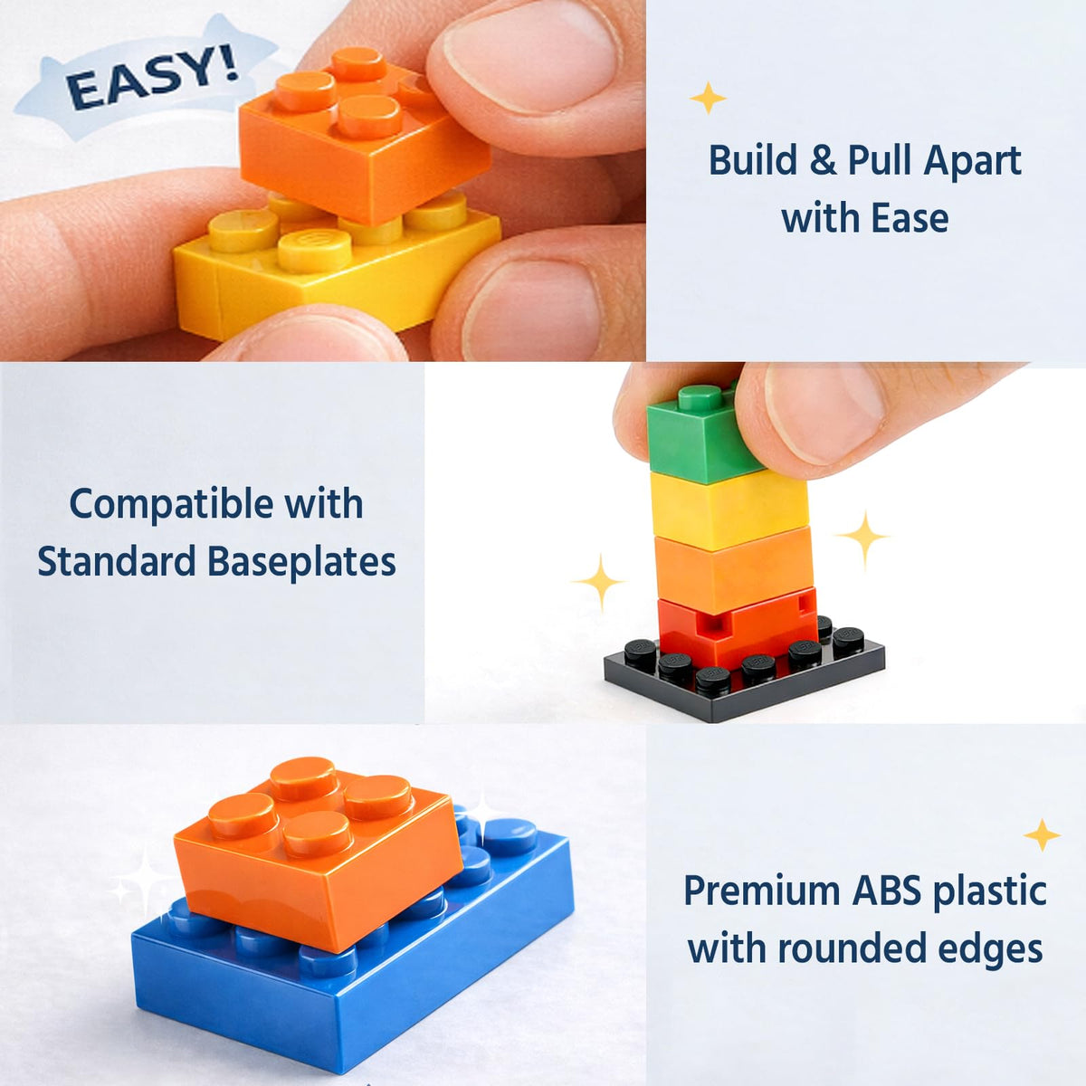 FUN LITTLE TOYS 1100 PCS Building Blocks for Kids 6-12 — 147 Shapes, 17 Colors, Baseplate Compatible Bulk Set