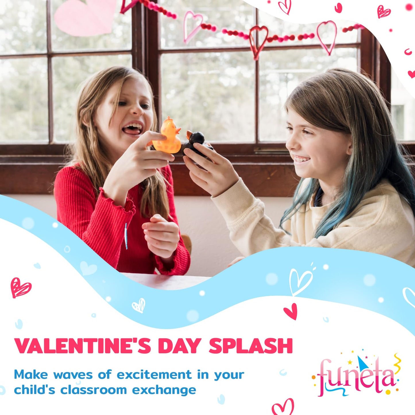 Funeta 30-Exchange-Ready Rubber Ducks & Valentine Cards for Classrooms