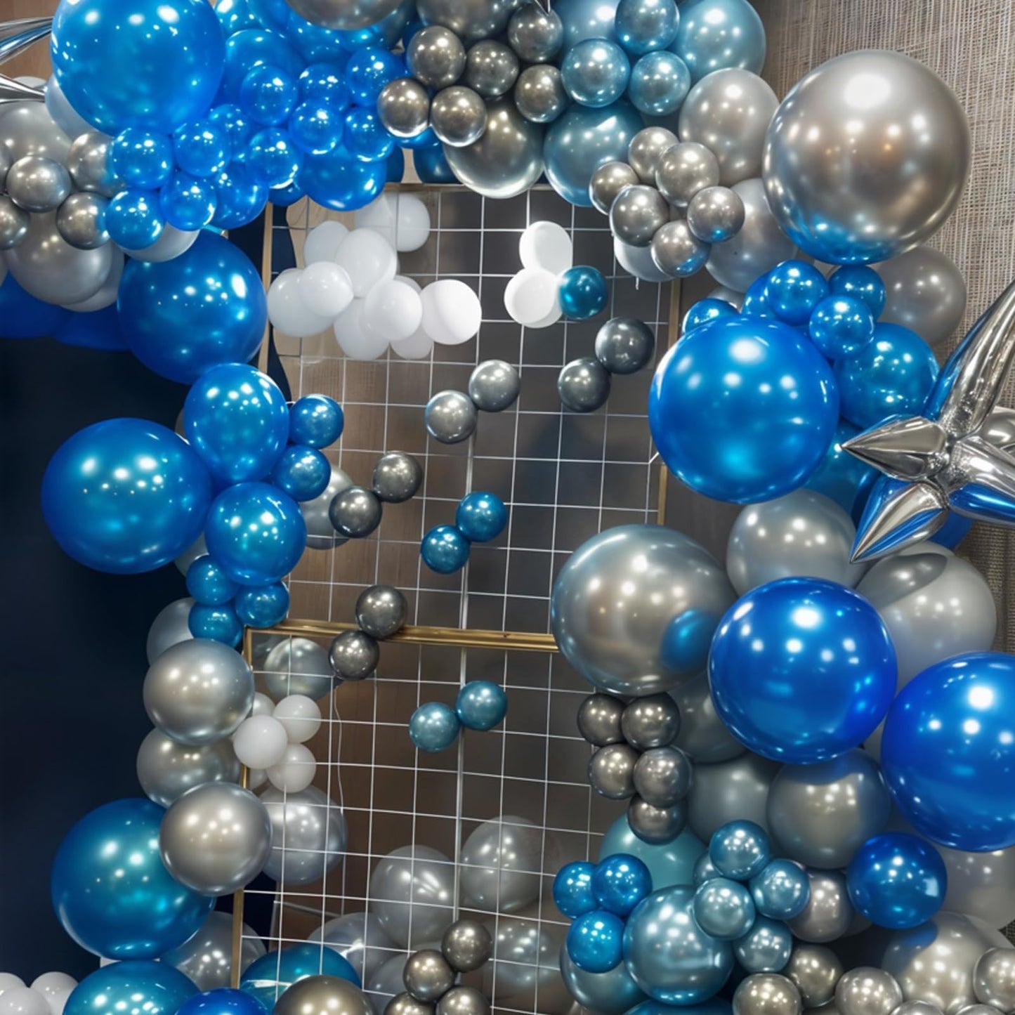 FunHot Blue & Silver Balloons with Star Foils — Navy & Light Blue Party Decor