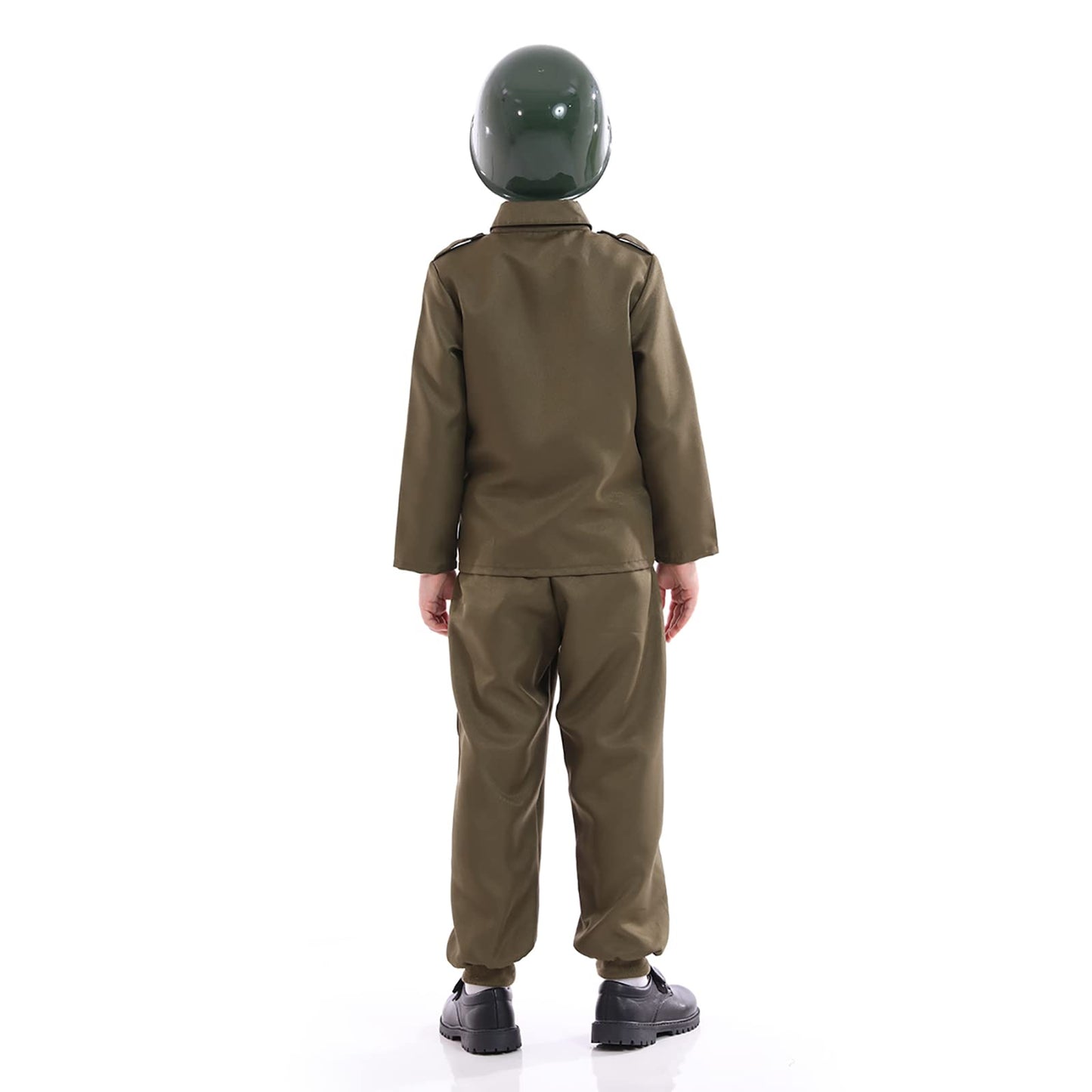 Funivals Army Soldier Costume for Kids – Unisex WWII Outfit with Helmet (Khaki, XL)