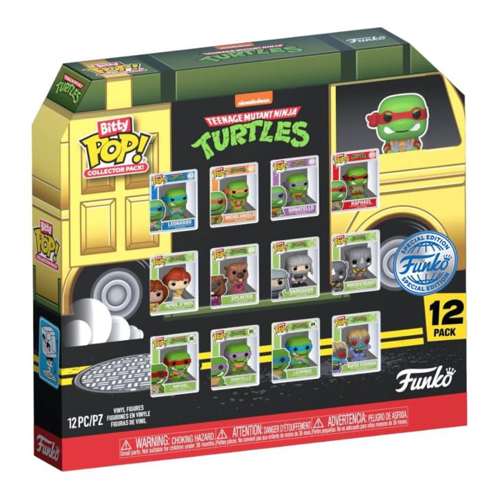 Funko Bitty Pop! TMNT 12pc Multipack – 0.9-inch Collectible Figures with Acrylic Display Shelf