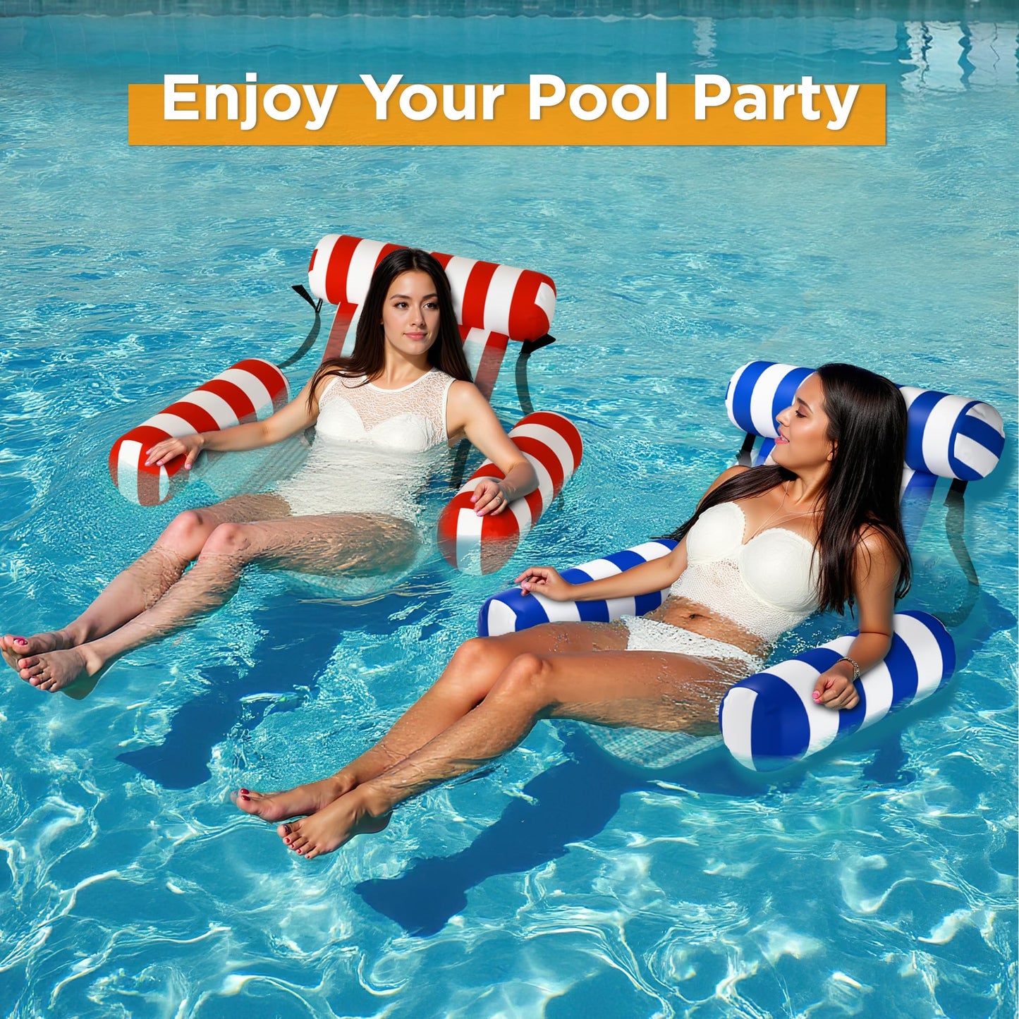 Funscape Pool Floats Chairs – Heavy Duty 2-Pack Adult Lounges