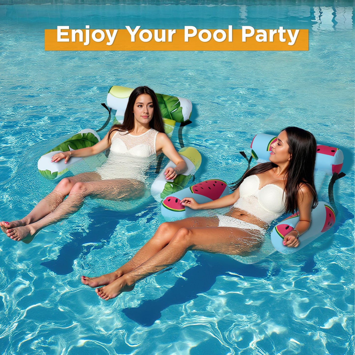 Funscape Pool Floats Chairs Adult – 2-Pack Heavy-Duty Inflatable Lounges