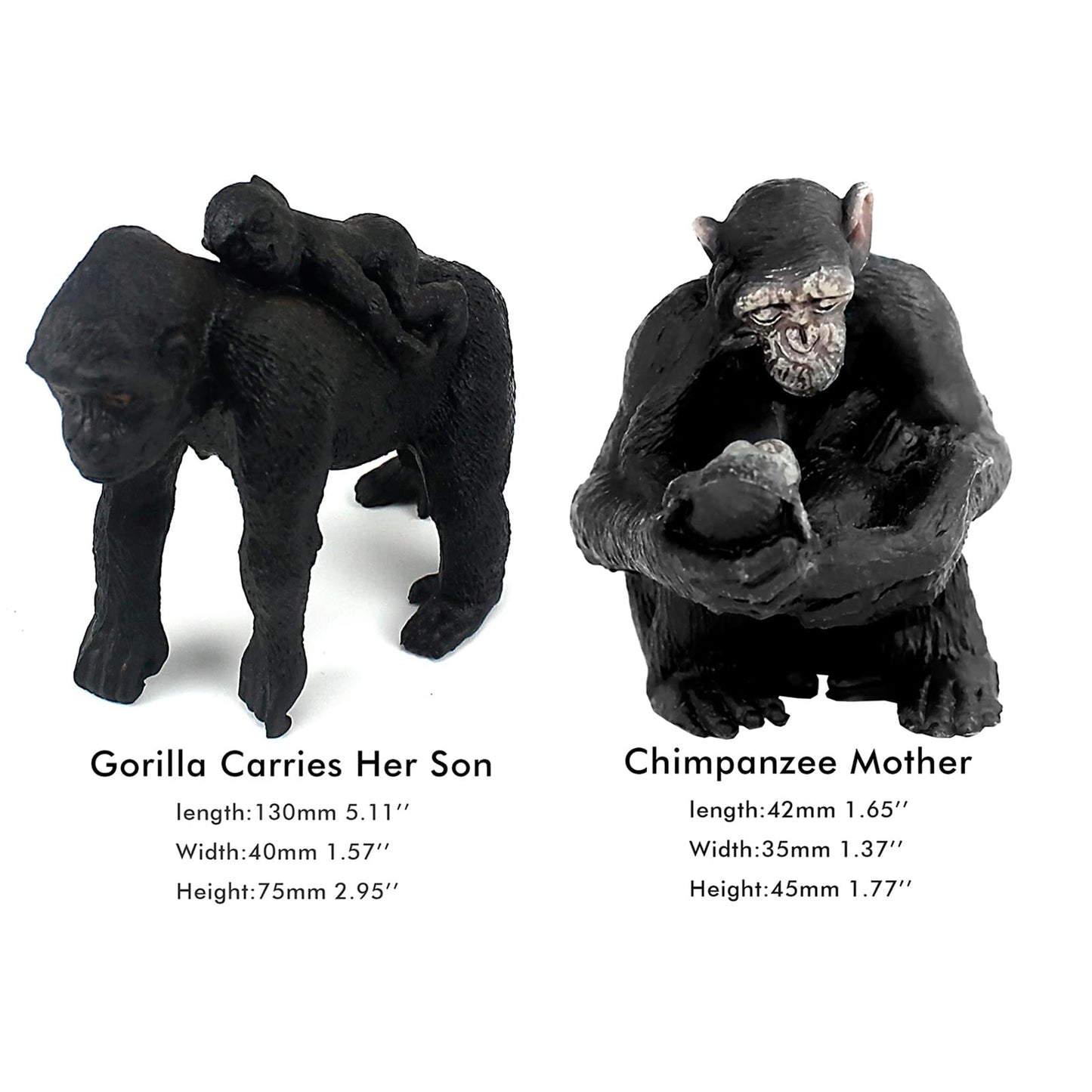 FUNSHOWCASE 10 Gorilla & Chimpanzee Jungle Animal Figures — Realistic Plastic Playset