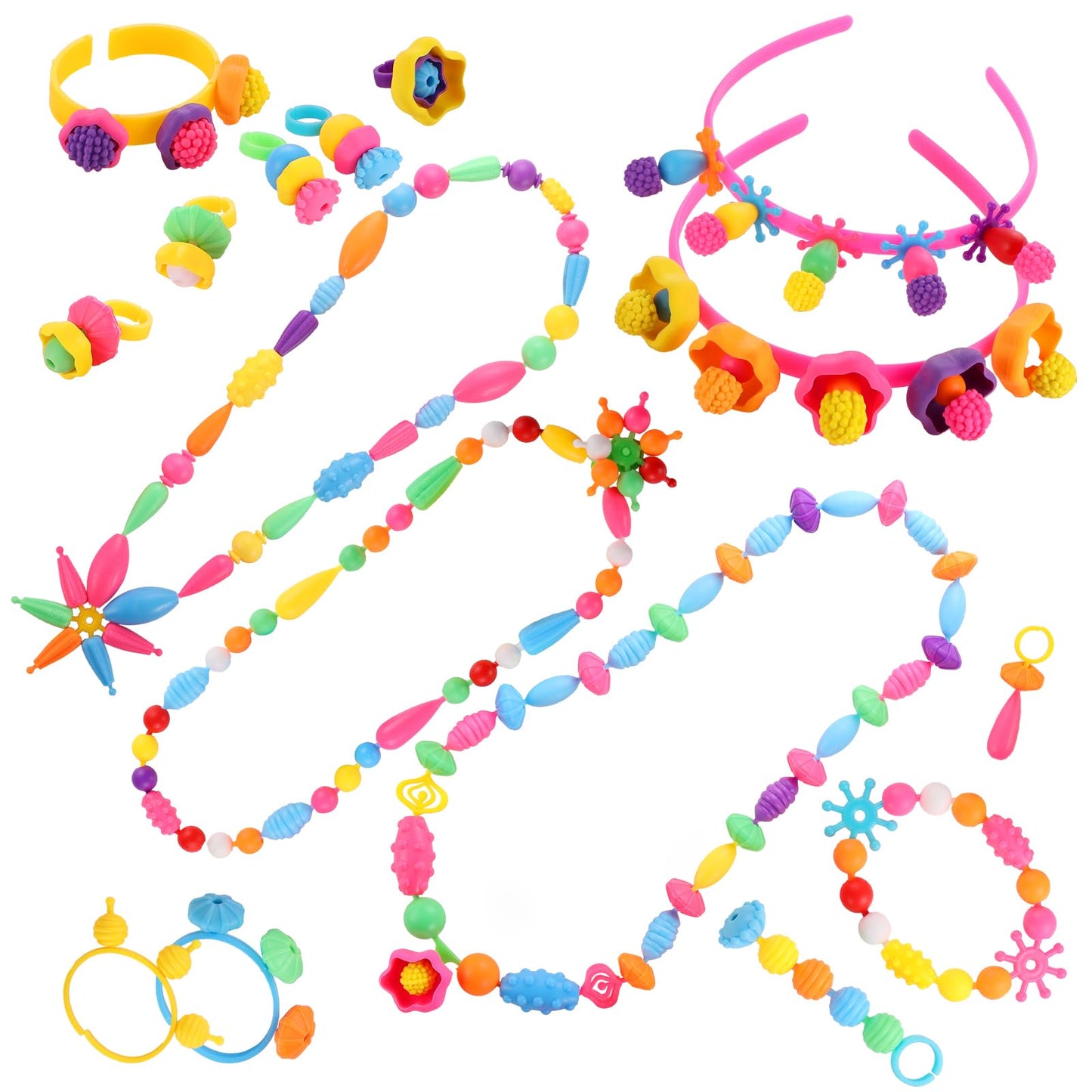 Funtopia Pop Beads – 700+ Snap Beads DIY Jewelry Kit for Kids 3-6 (X-Large)