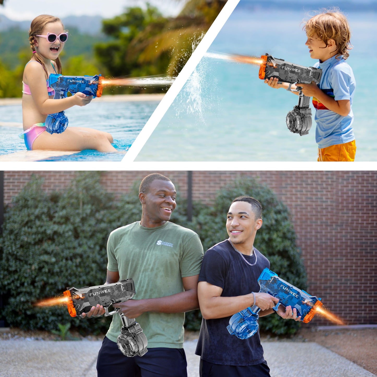 Funwee 2025 Upgrade 2 Pack Electric Water Guns – Light Up, High Capacity & Long Range