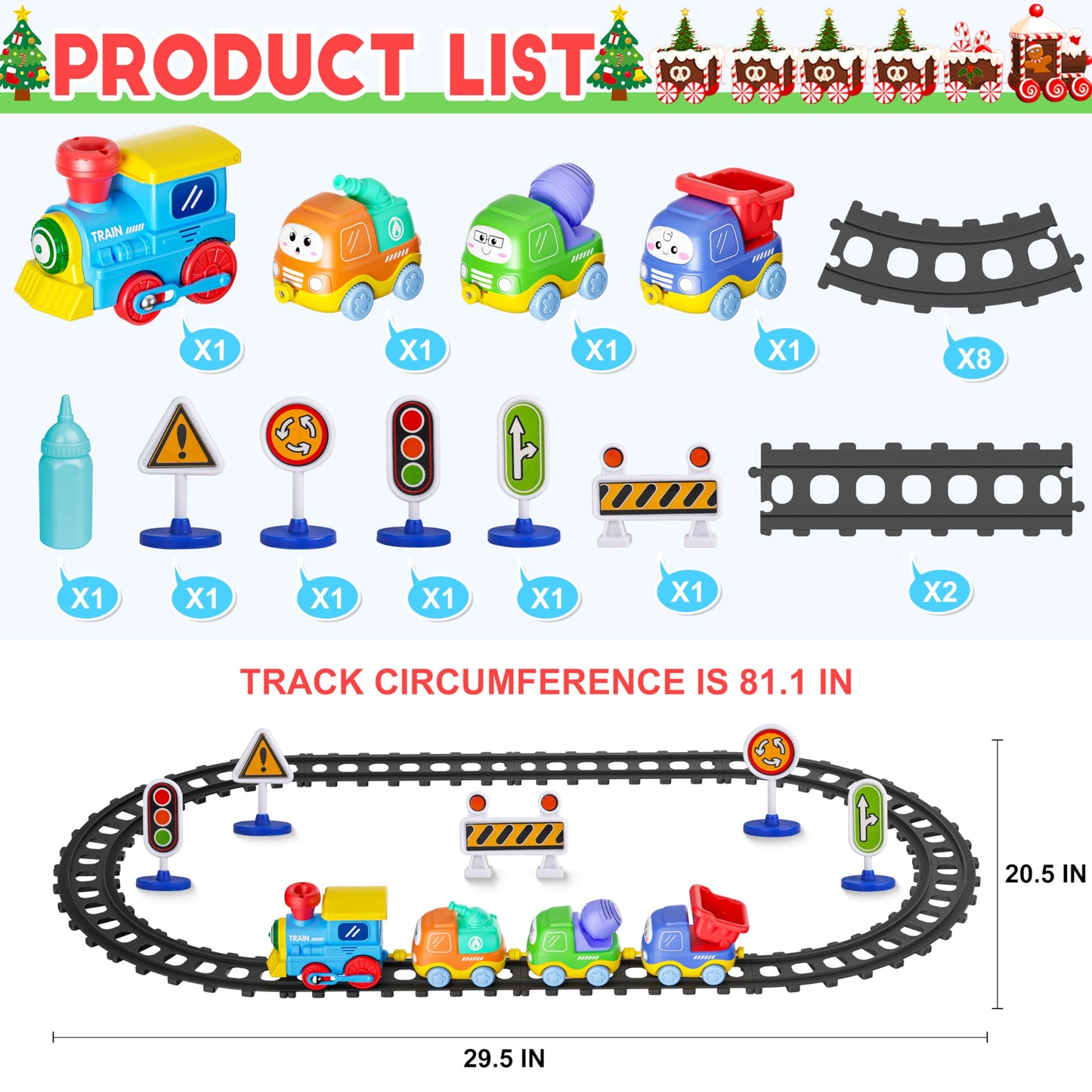 Funwee Steam Track Train Set for Toddlers – Magnetic Cars, Lights & Sounds