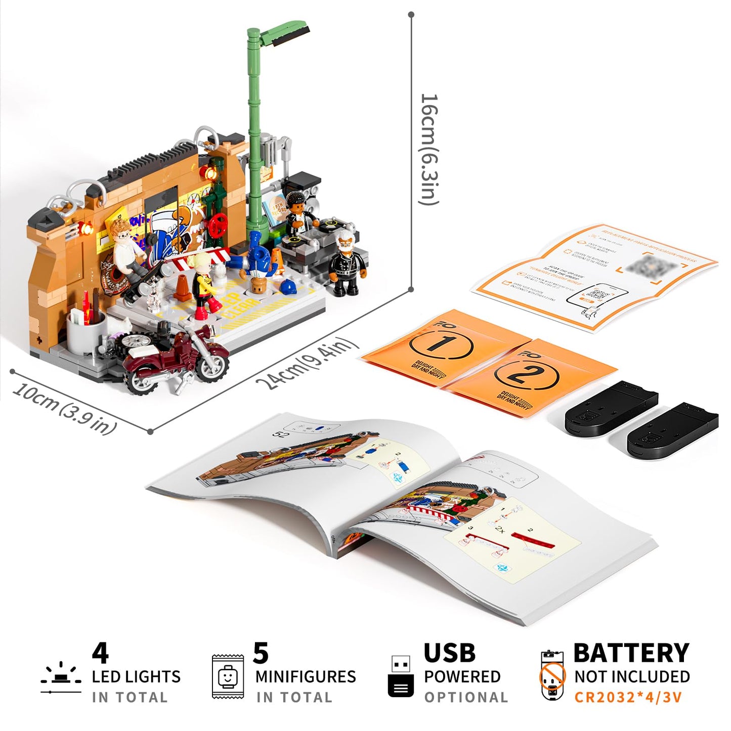 FUNWHOLE Underground Dance Battle Lighting Bricks Set | Street Fusion City Town | 429 Pcs