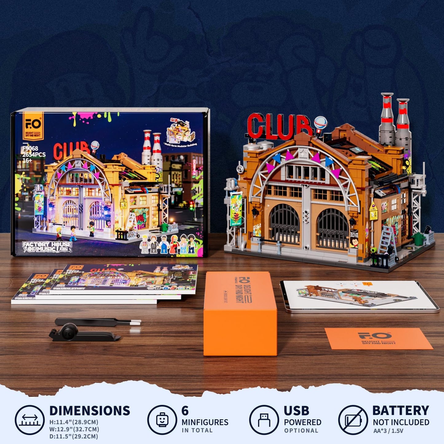 FUNWHOLE Factory House of Music Lighting Bricks Set – Street Fusion City Club Kit (2654 Pcs)